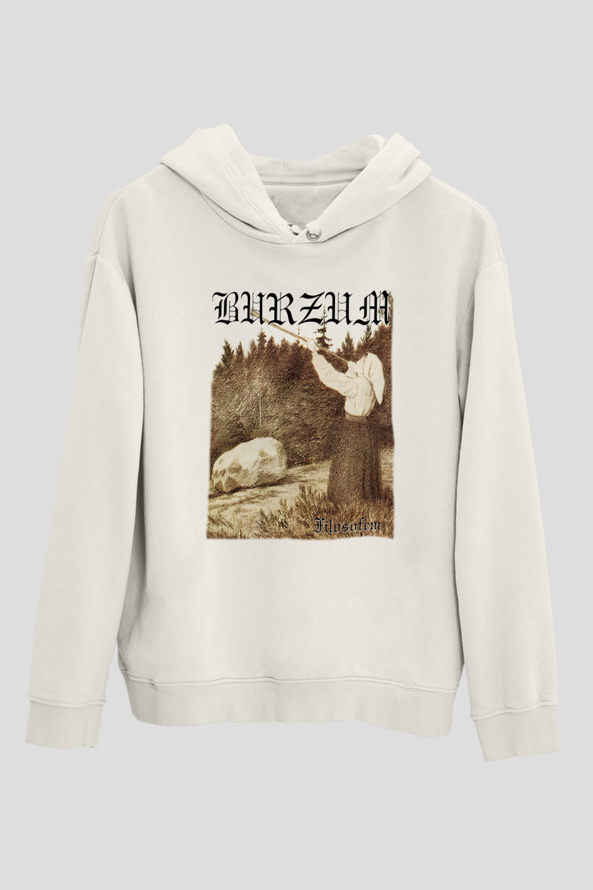 Burzum Beyaz Unisex Kapşonlu Sweatshirt