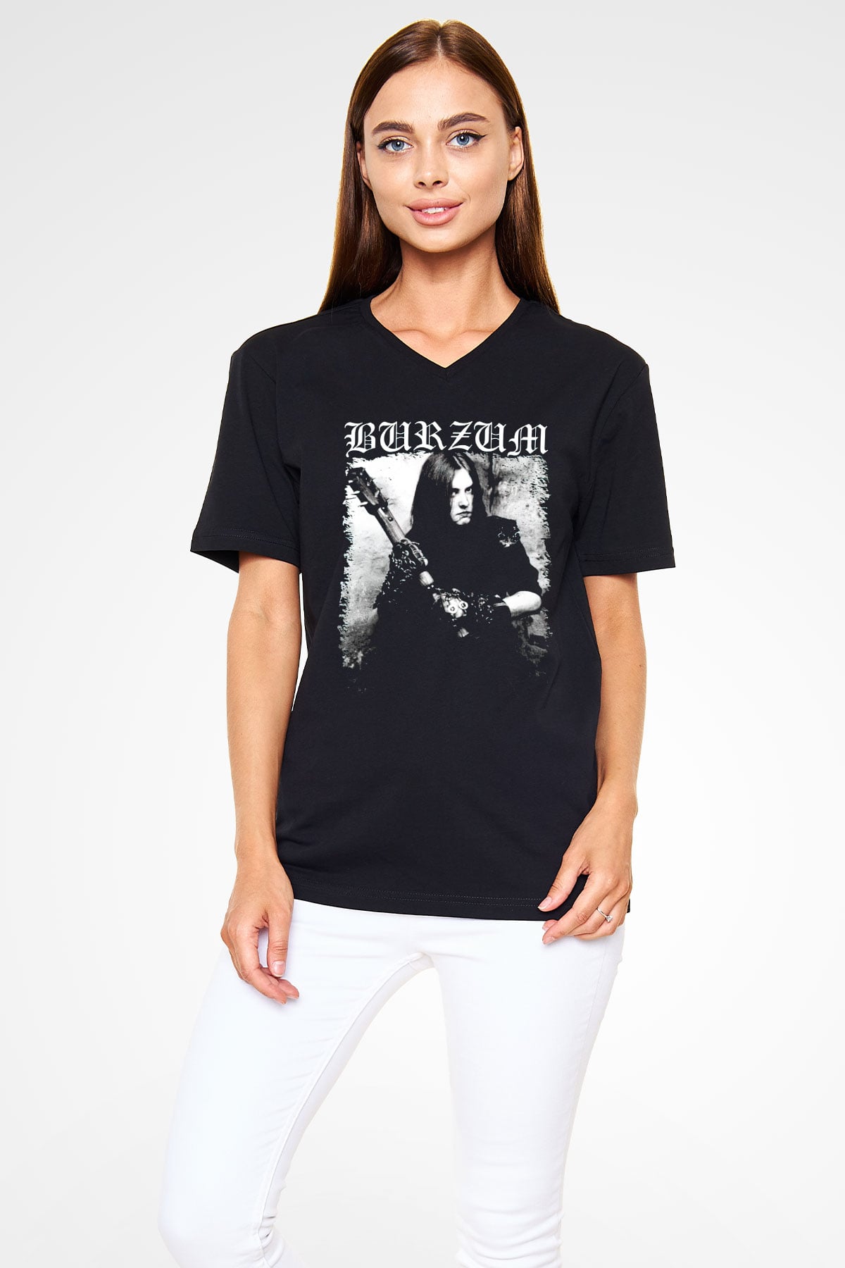 Burzum Siyah Unisex V Yaka Tişört