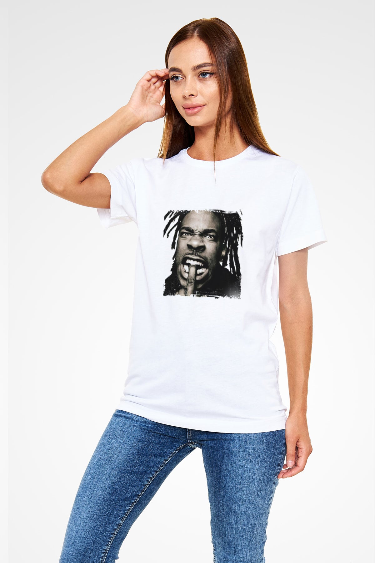 Busta Rhymes Baskılı Unisex Beyaz Tişört