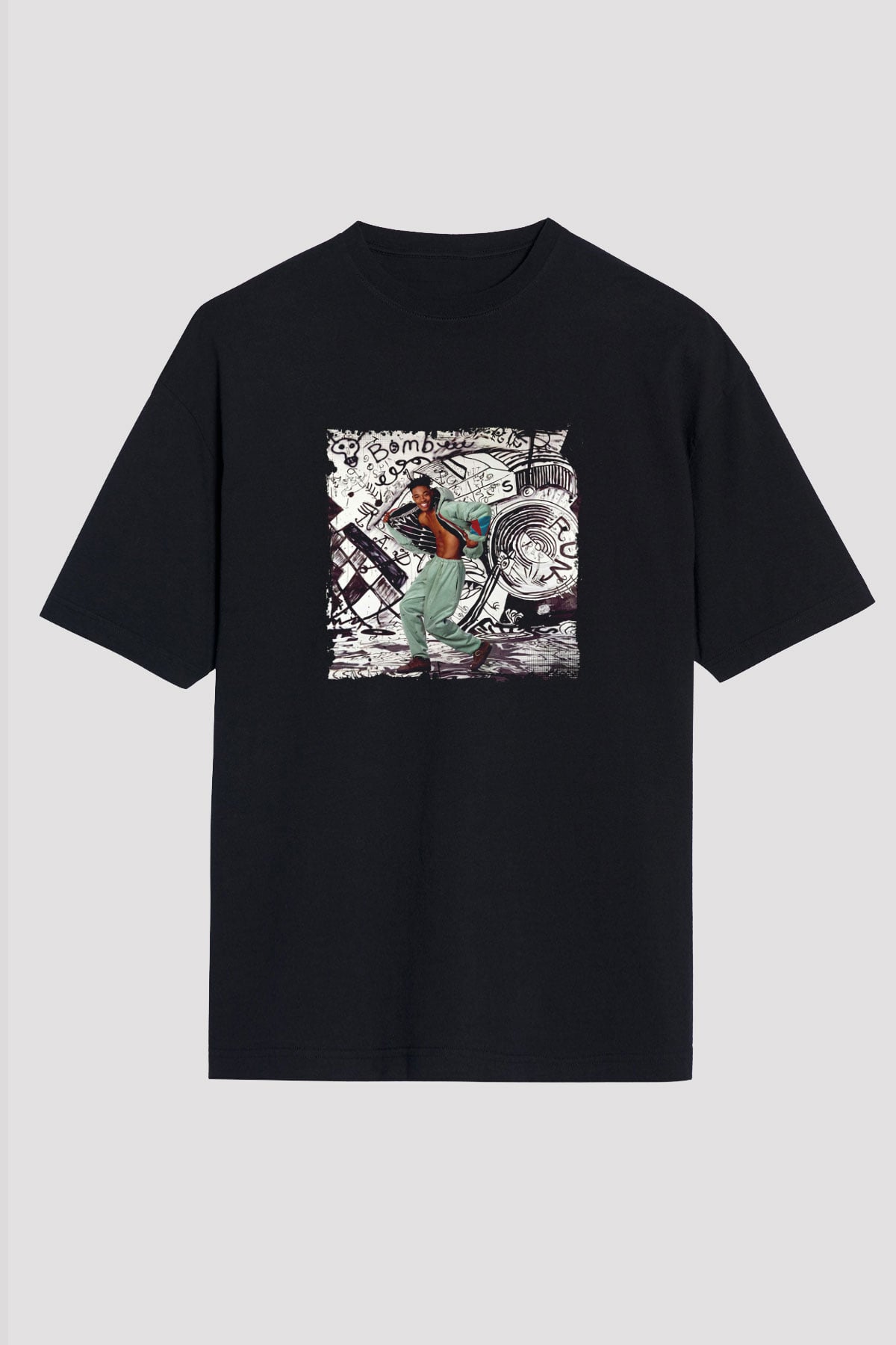 Busta Rhymes Baskılı Unisex Oversize Siyah Tişört
