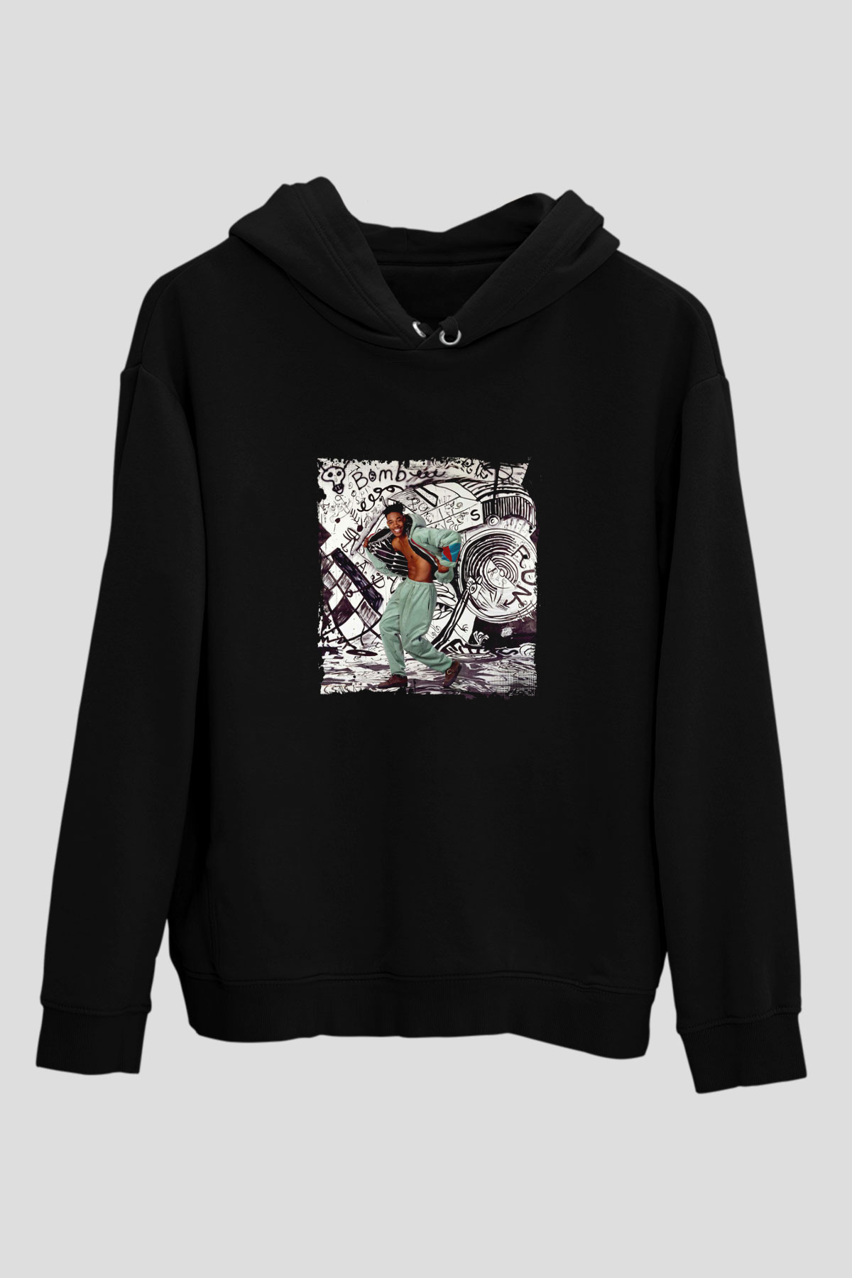 Busta Rhymes Baskılı Unisex Siyah Hoodie