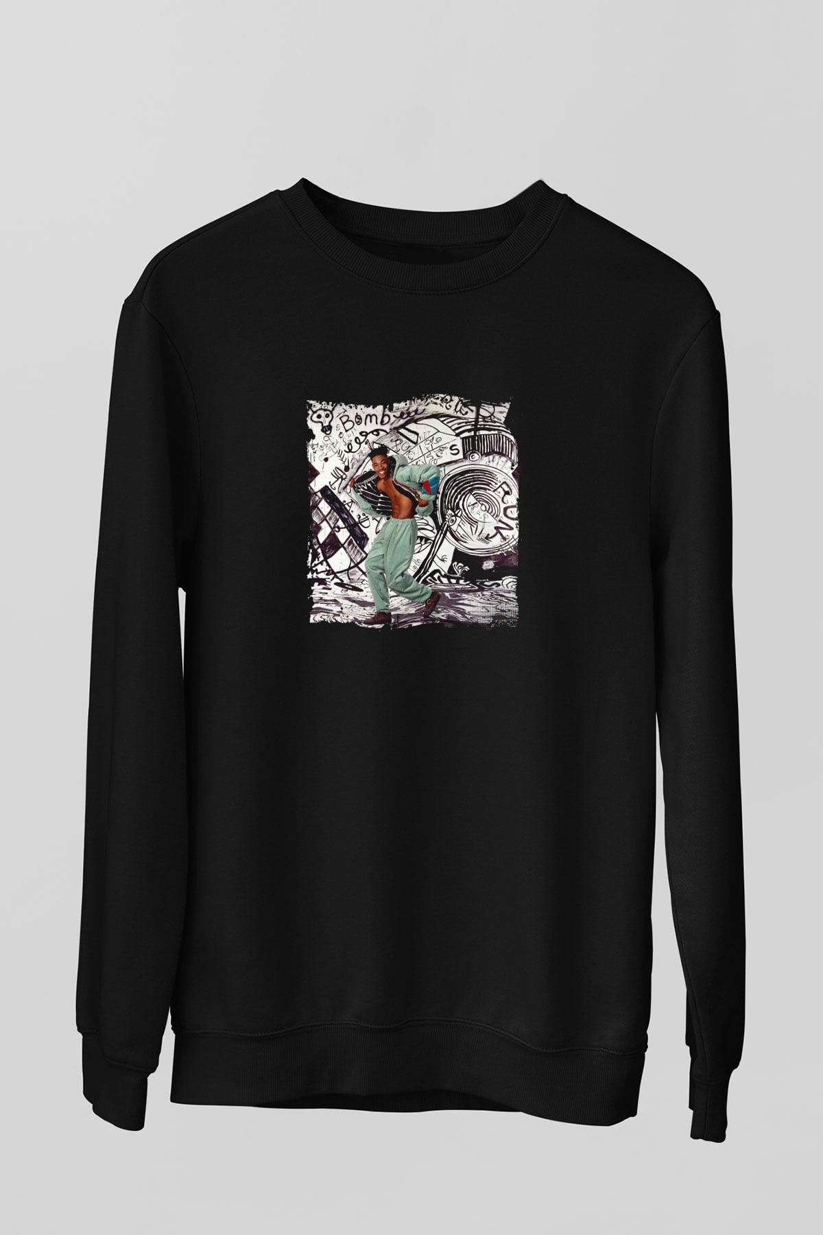 Busta Rhymes Baskılı Unisex Siyah Sweatshirt