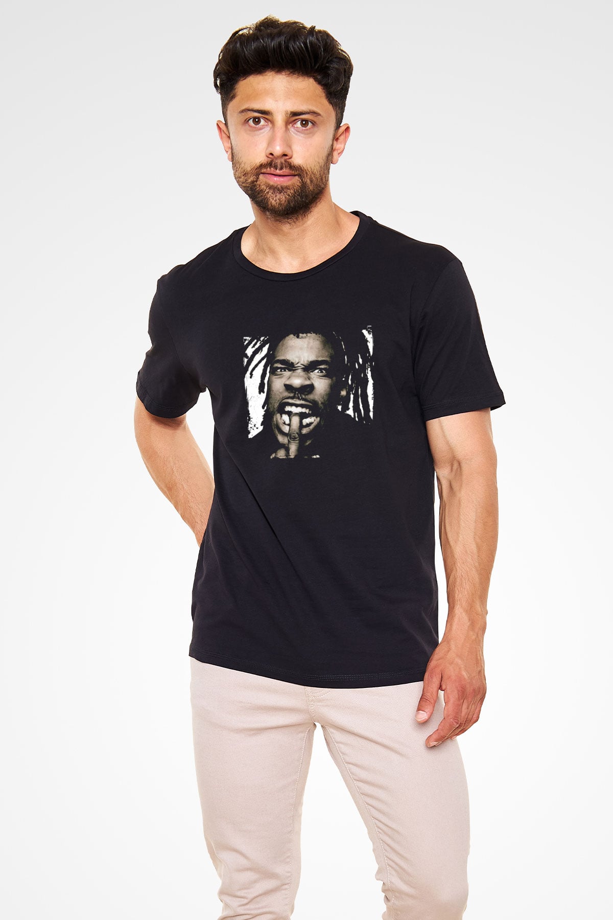 Busta Rhymes Baskılı Unisex Siyah Tişört