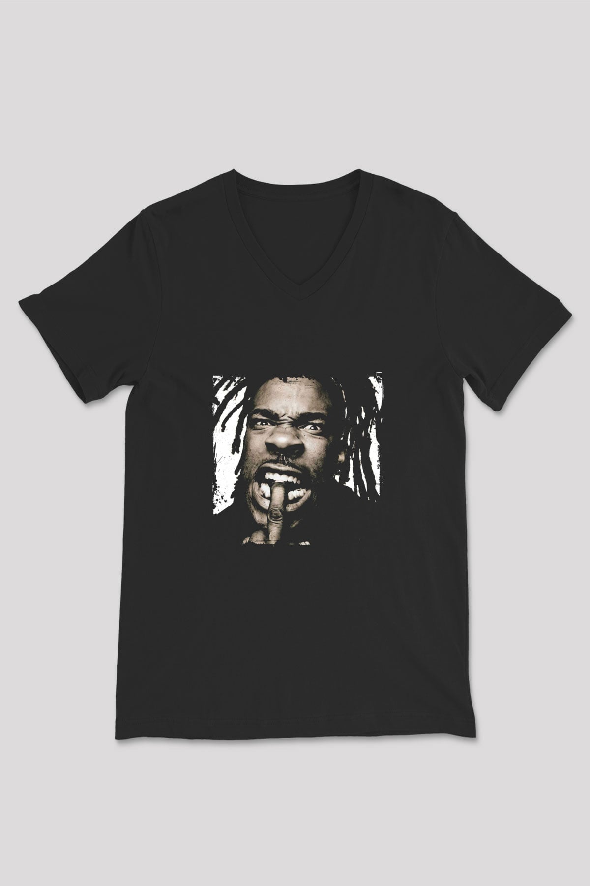 Busta Rhymes Baskılı Unisex Siyah V Yaka Tişört
