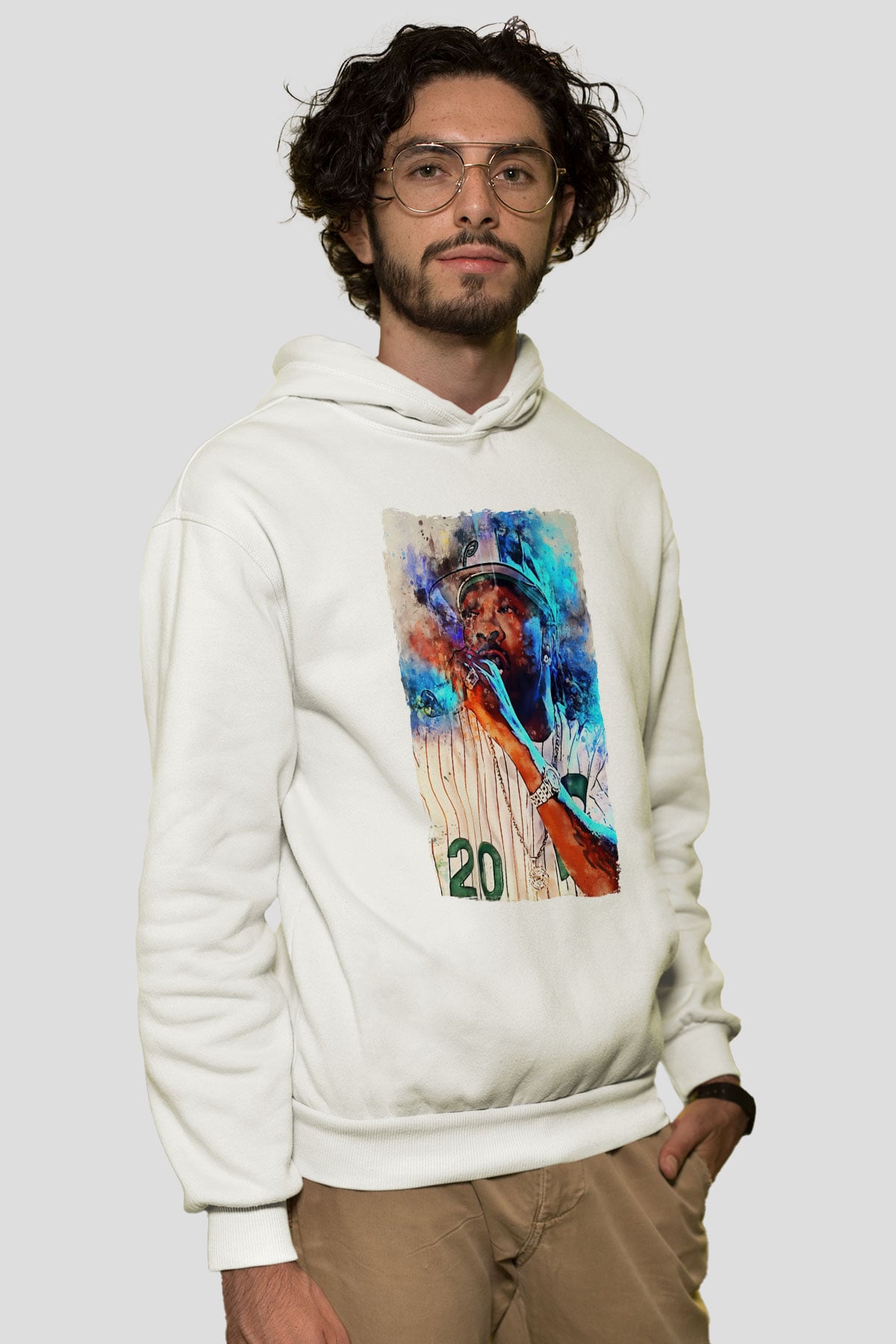 Busta Rhymes Beyaz Unisex Kapüşonlu Sweatshirt