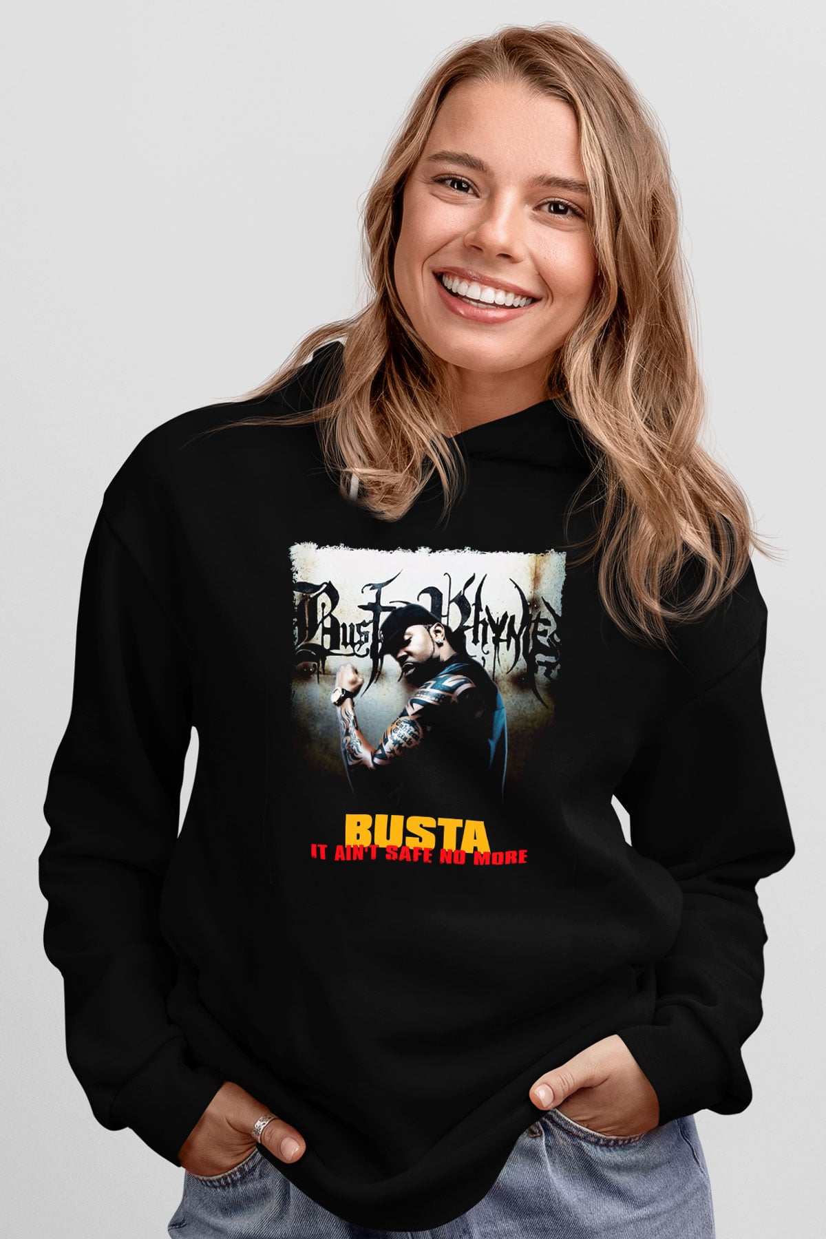 Busta Rhymes Siyah Unisex Kapüşonlu Sweatshirt