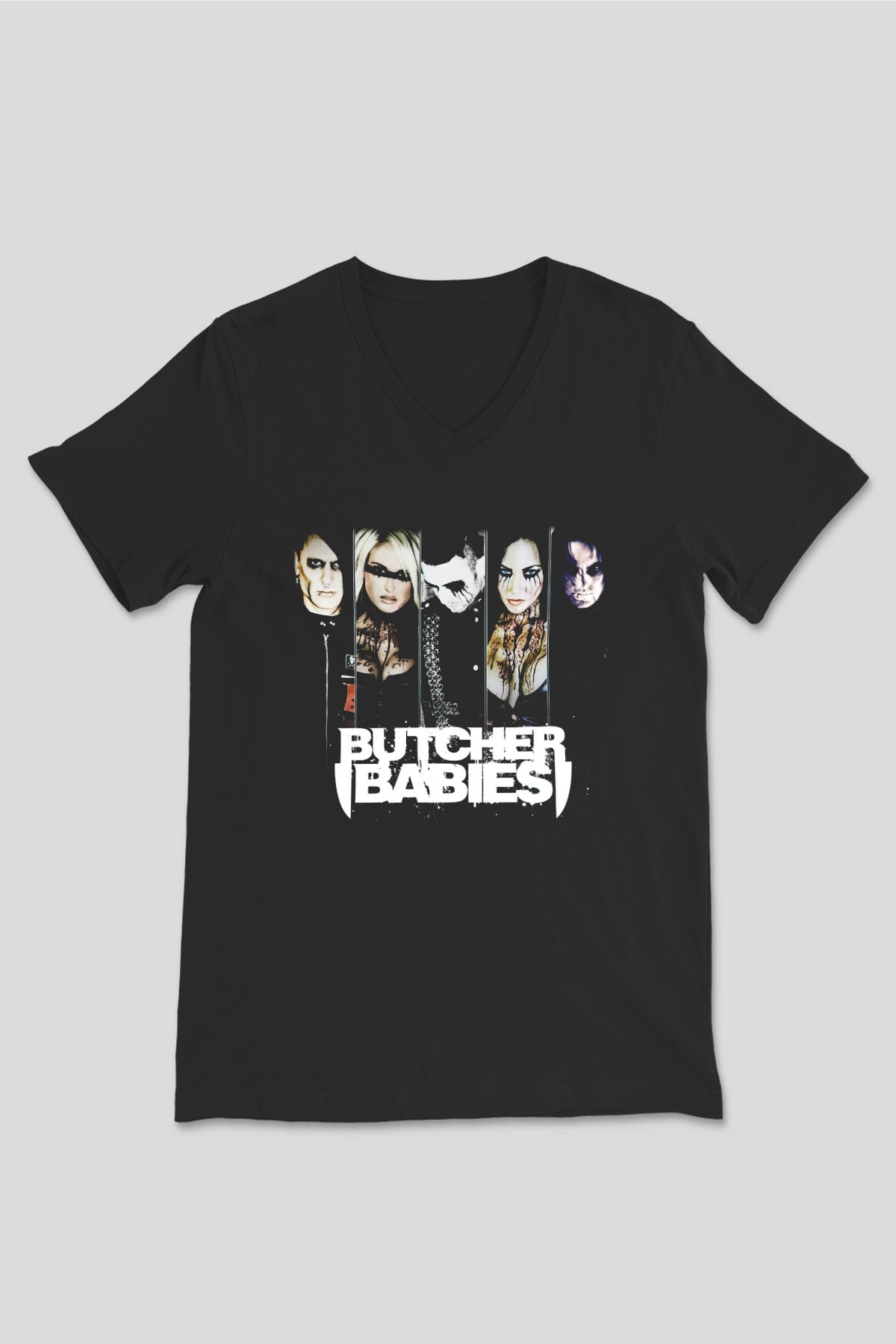 Butcher Babies Siyah Unisex V Yaka Tişört T-Shirt
