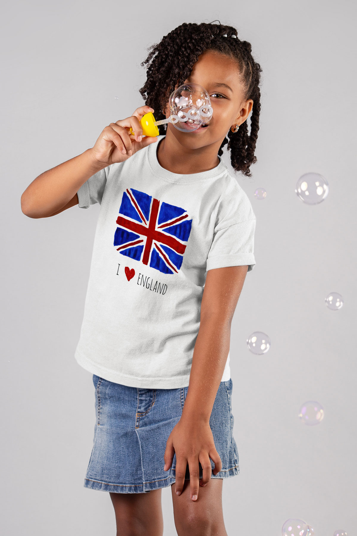 Büyük Britanya Baskılı Beyaz Unisex Çocuk Tişört