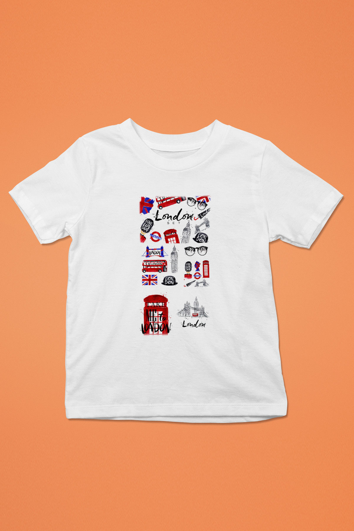 Büyük Britanya Baskılı Beyaz Unisex Çocuk Tişört