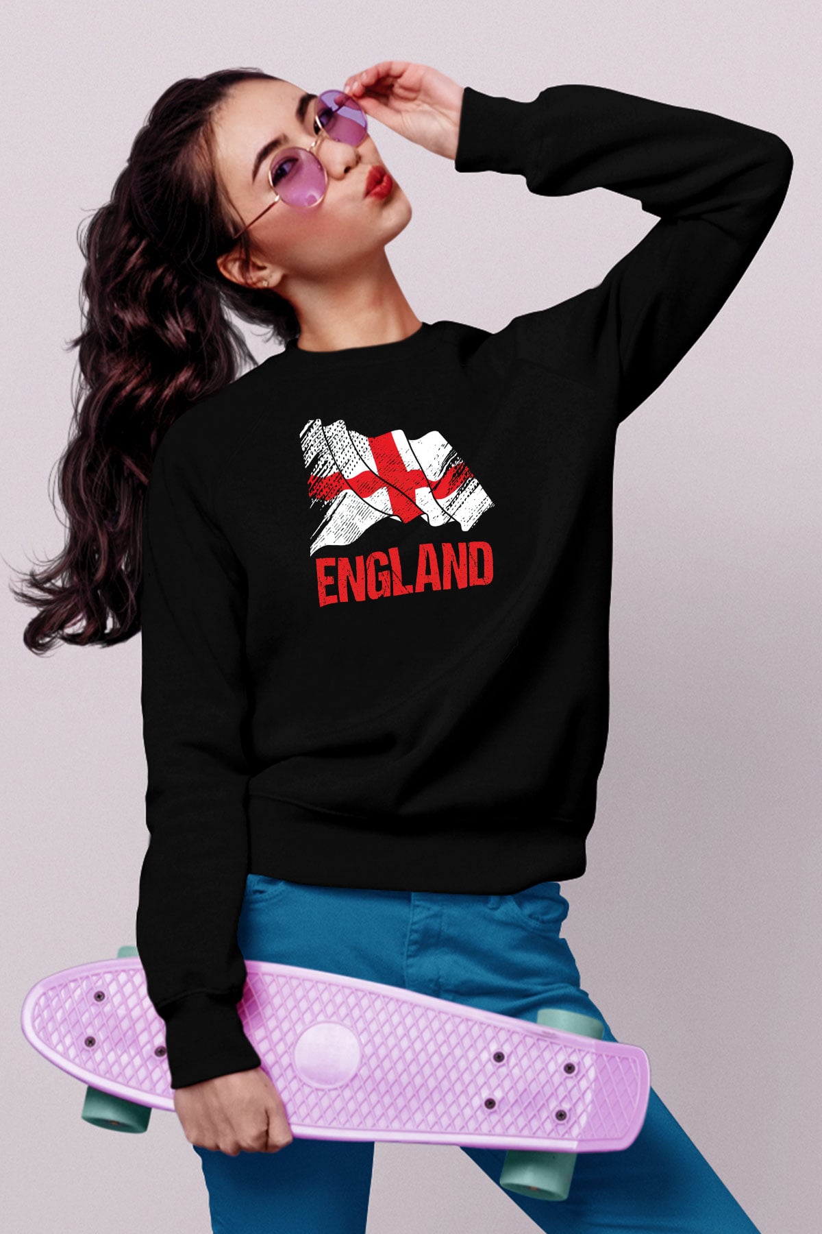Büyük Britanya Siyah Unisex Sweatshirt