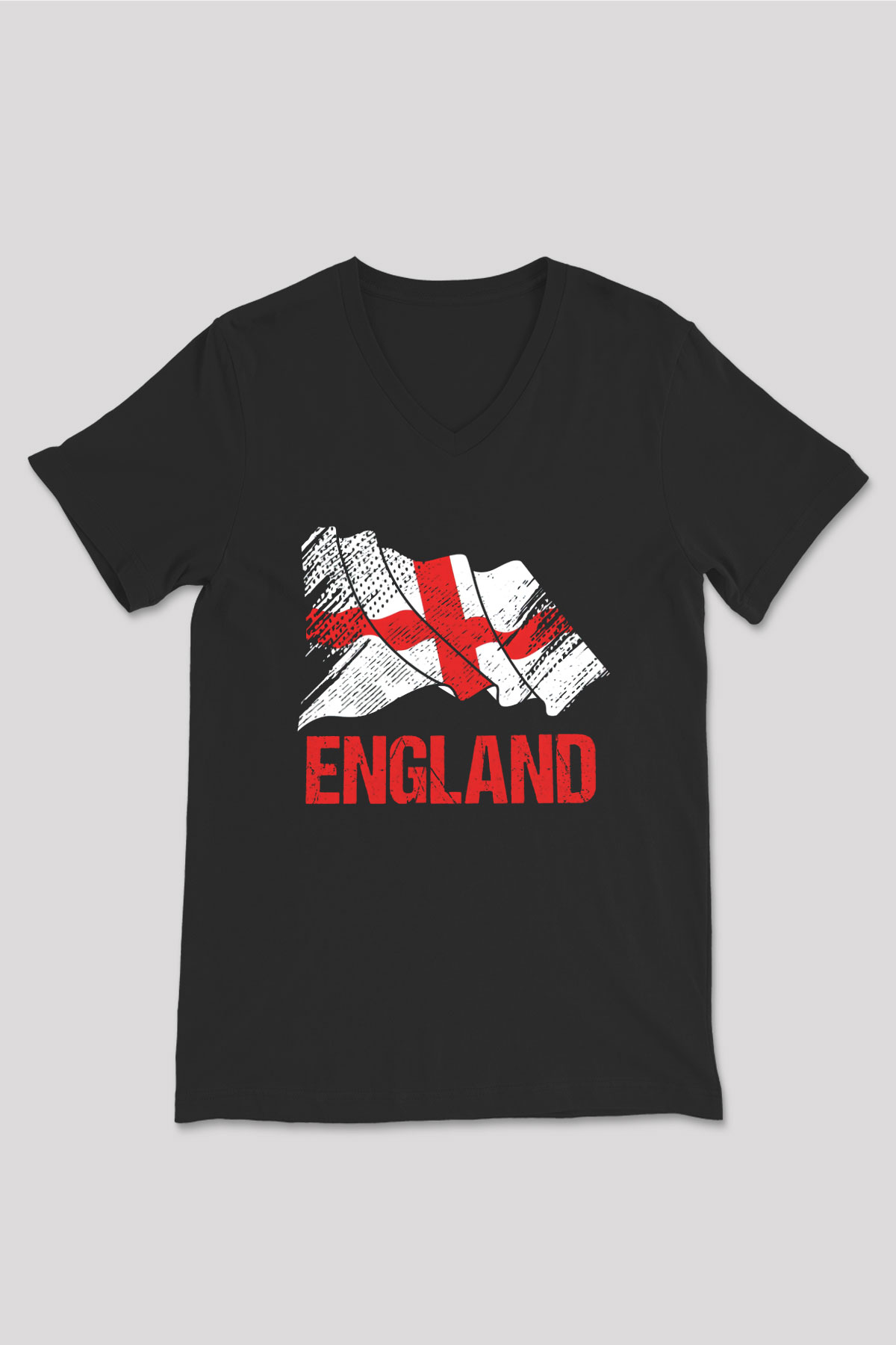 Büyük Britanya Siyah Unisex V Yaka Tişört