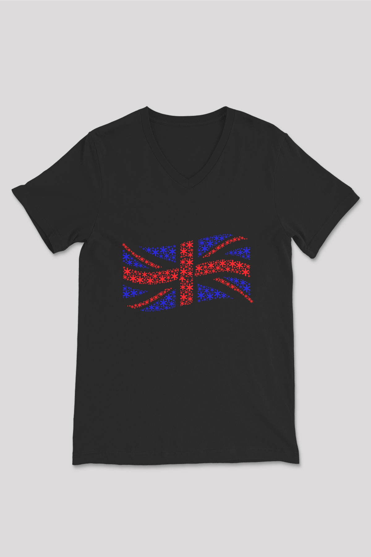 Büyük Britanya Siyah Unisex V Yaka Tişört T-Shirt