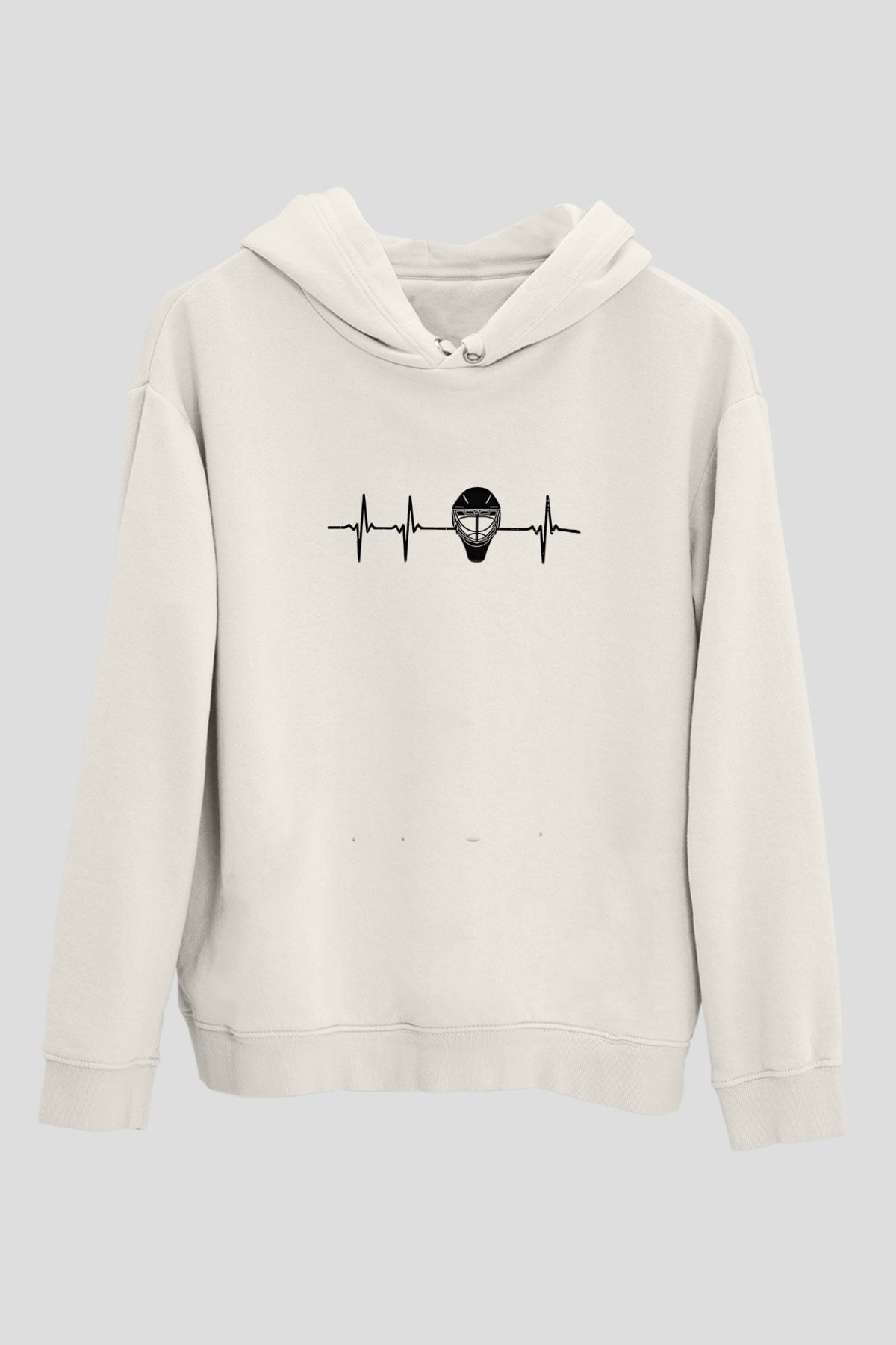 Buz Hokeyi Baskılı Unisex Ekru Hoodie