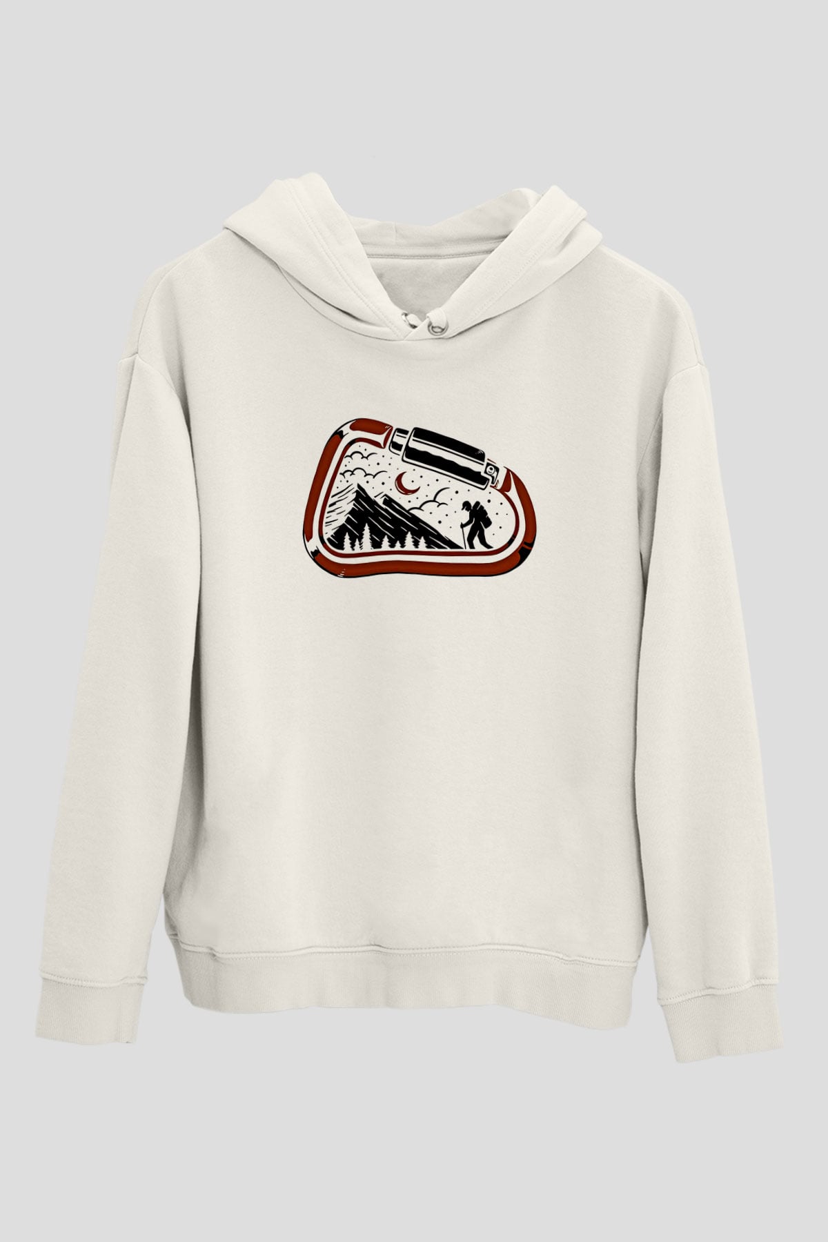 Buz Hokeyi Baskılı Unisex Ekru Hoodie