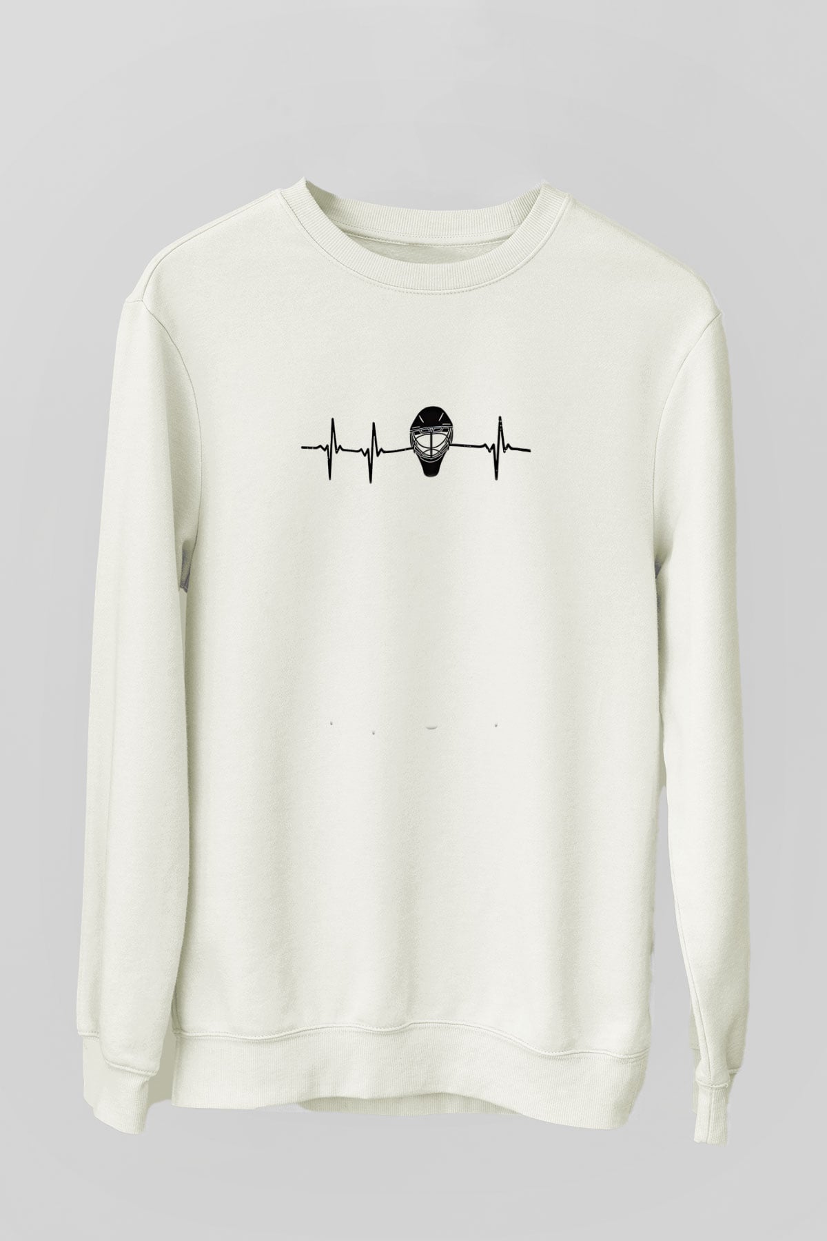 Buz Hokeyi Baskılı Unisex Ekru Sweatshirt