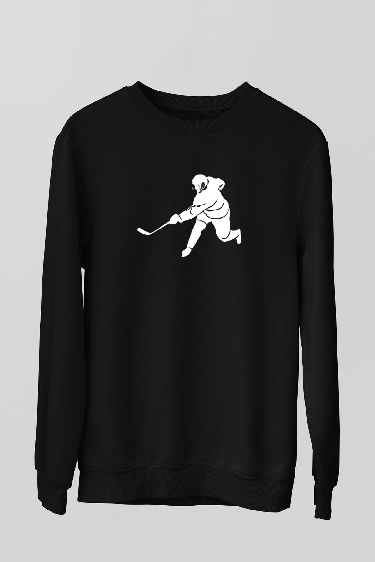 Buz Hokeyi - Ice Hockey Baskılı Unisex Siyah Sweatshirt