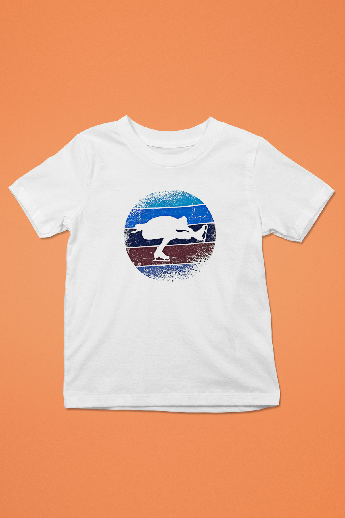 Buz Pateni Baskılı Unisex Beyaz Çocuk Tişört - Tshirt