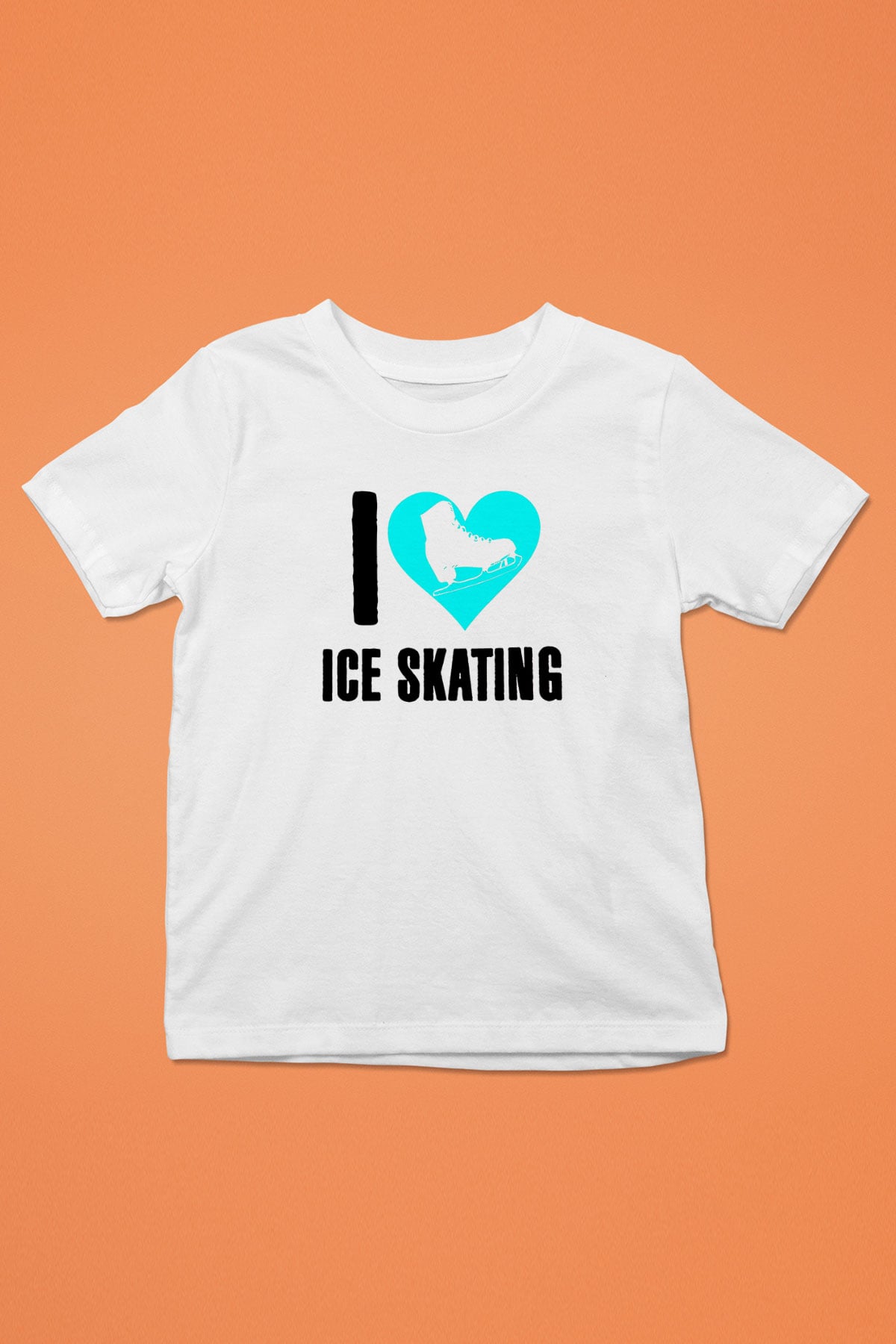 Buz Pateni Baskılı Unisex Beyaz Çocuk Tişört - Tshirt