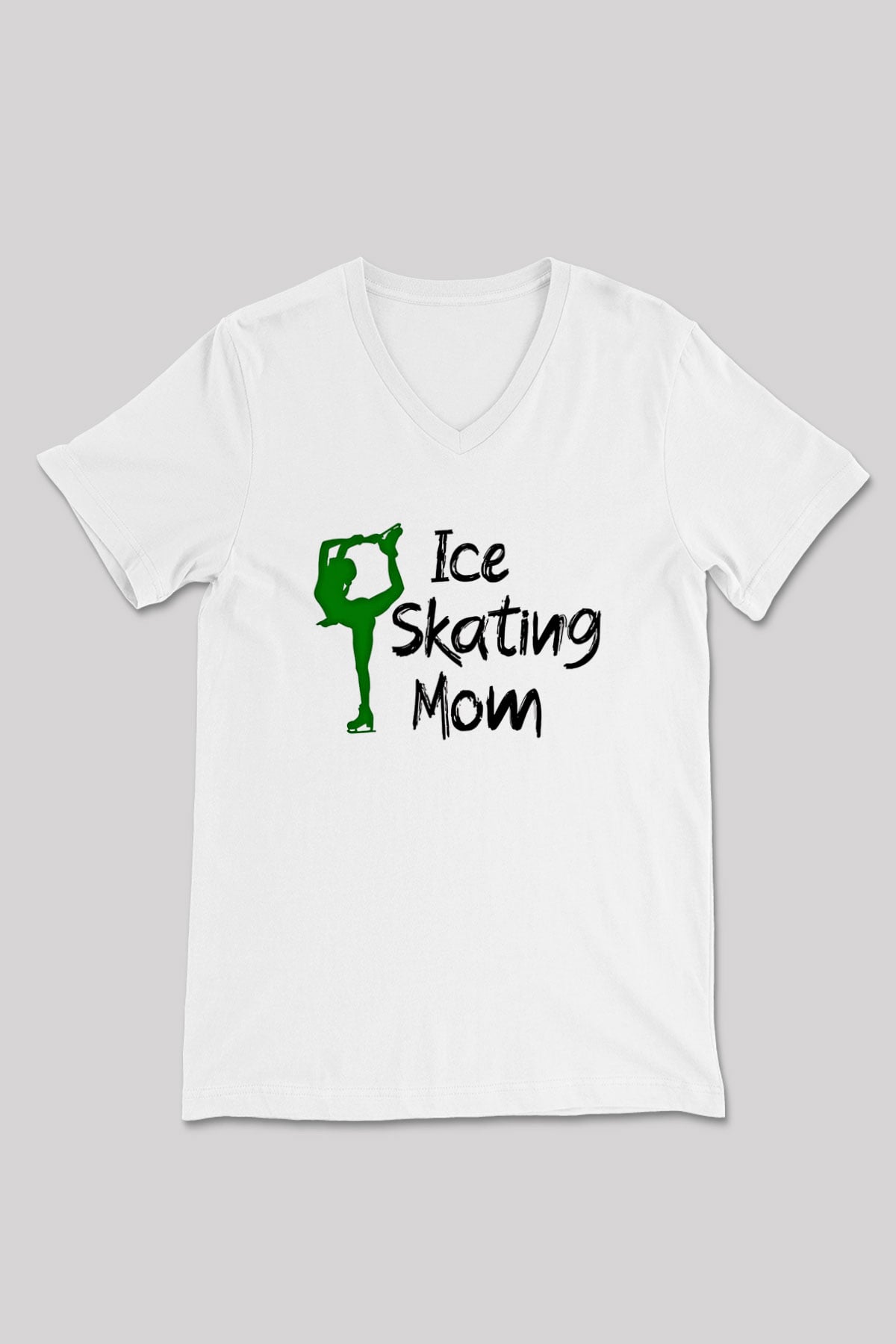Buz Pateni Baskılı Unisex V Yaka Tişört - Tshirt
