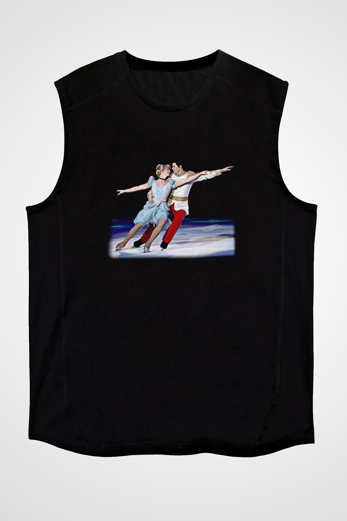 Buz Pateni - Ice skating Baskılı Unisex Siyah Kolsuz Tişört
