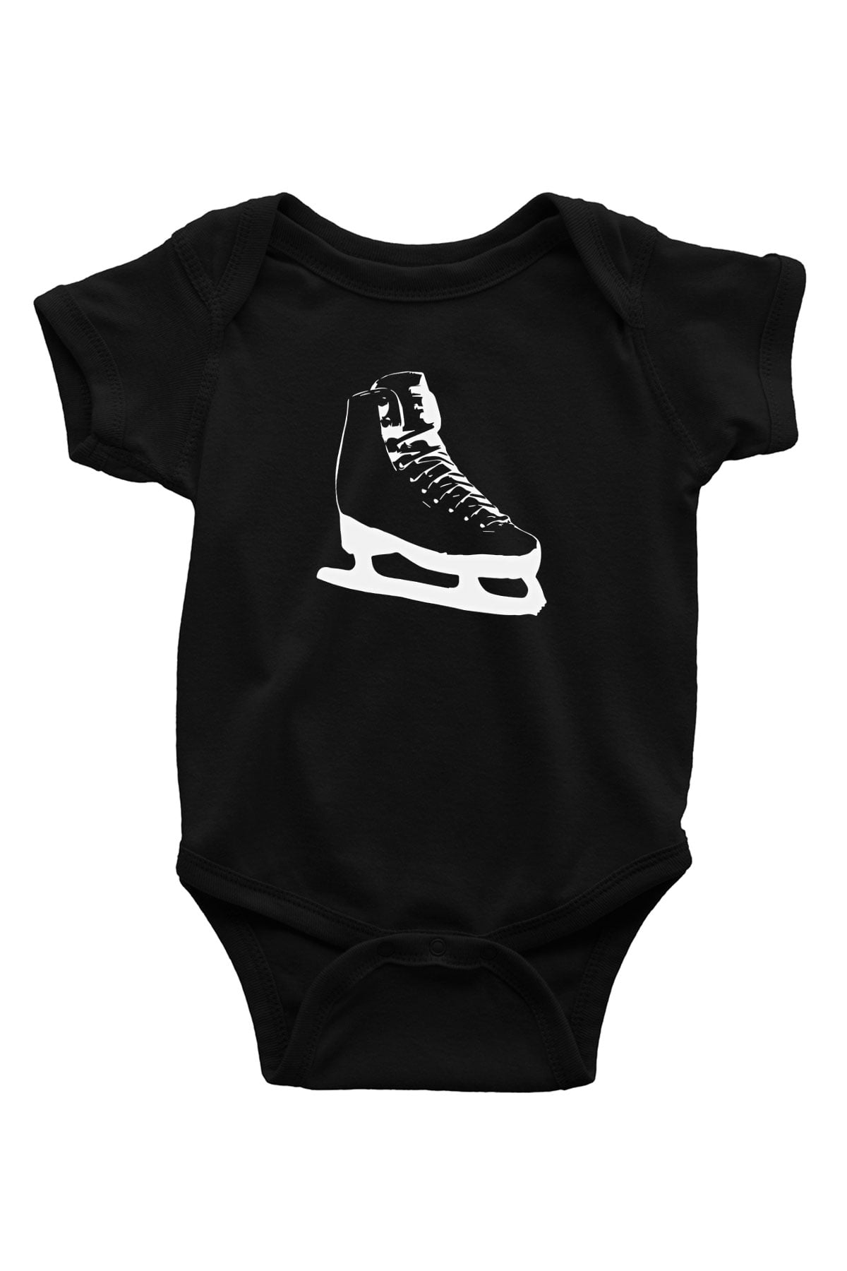 Buz Pateni - Ice skating Baskılı Unisex Siyah Bebek Body - Zıbın