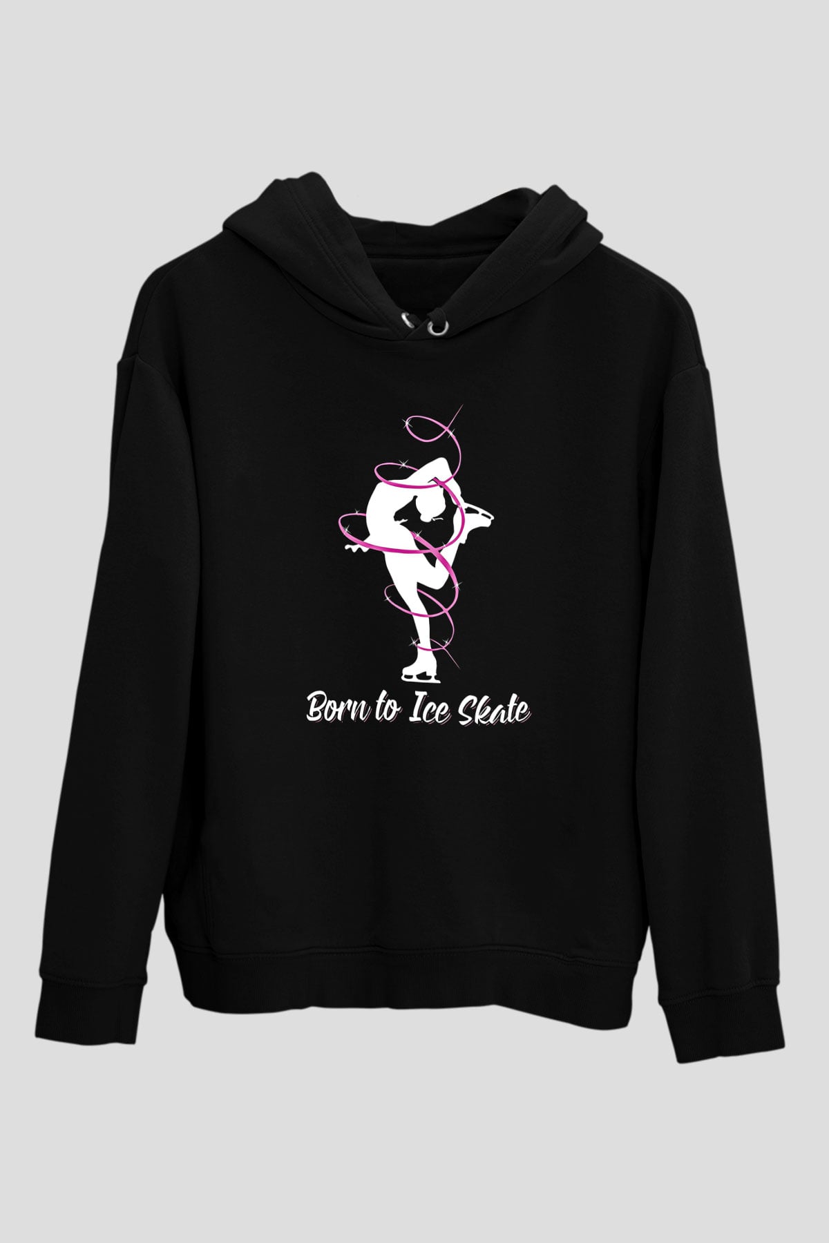 Buz Pateni - Ice skating Baskılı Unisex Siyah Hoodie