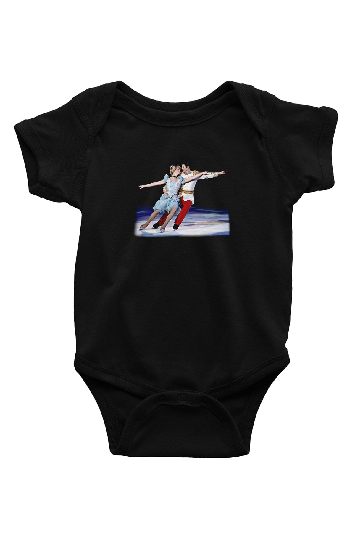 Buz Pateni - Ice skating Baskılı Unisex Siyah Bebek Body - Zıbın