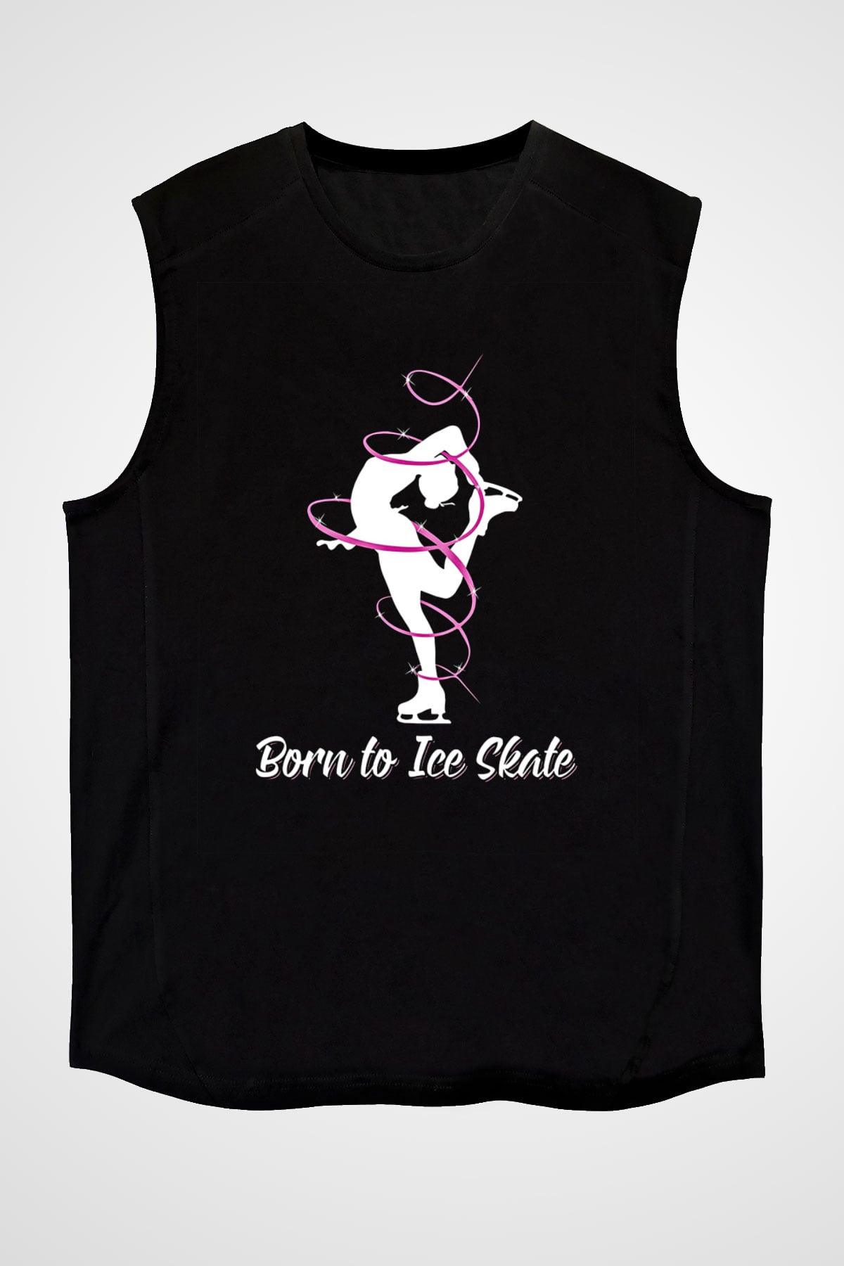 Buz Pateni - Ice skating Baskılı Unisex Siyah Kolsuz Tişört