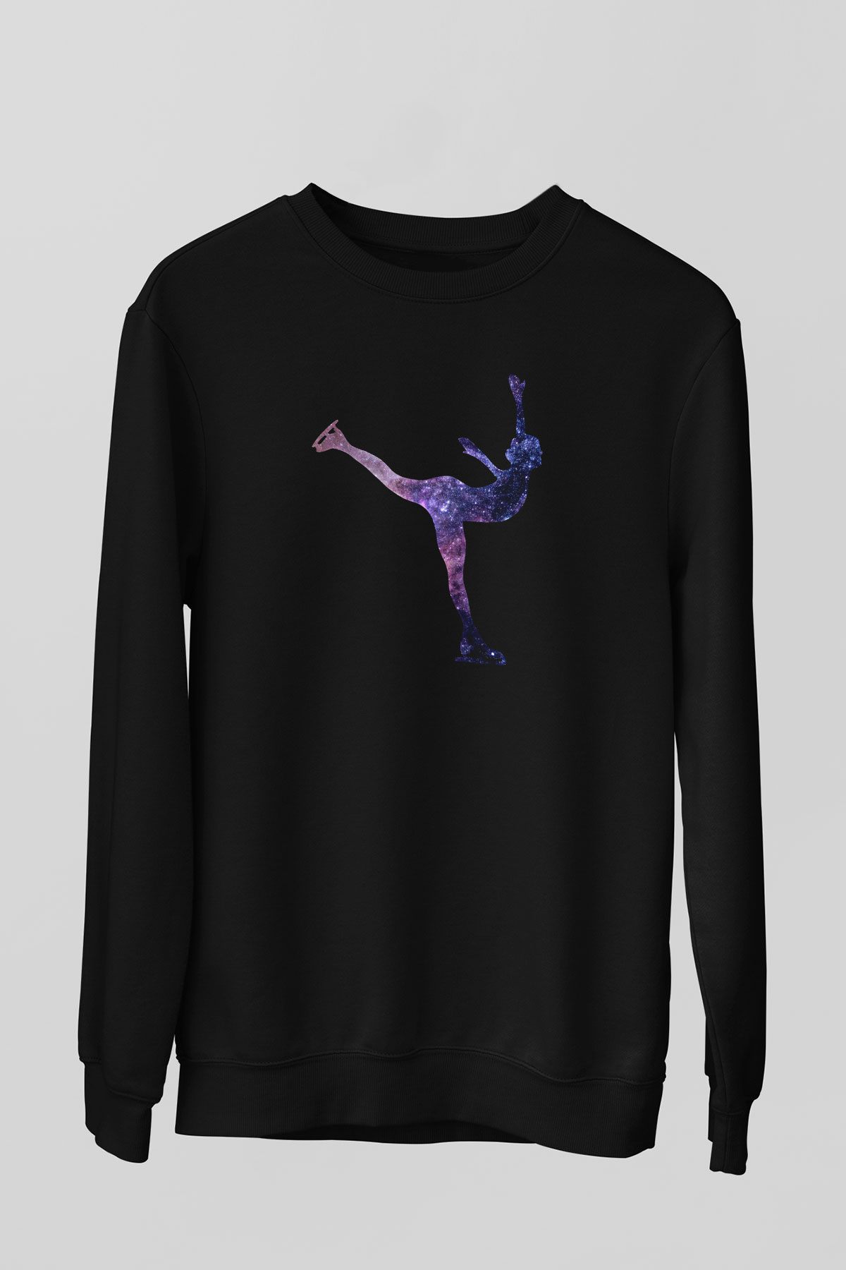 Buz Pateni - Ice skating Baskılı Unisex Siyah Sweatshirt