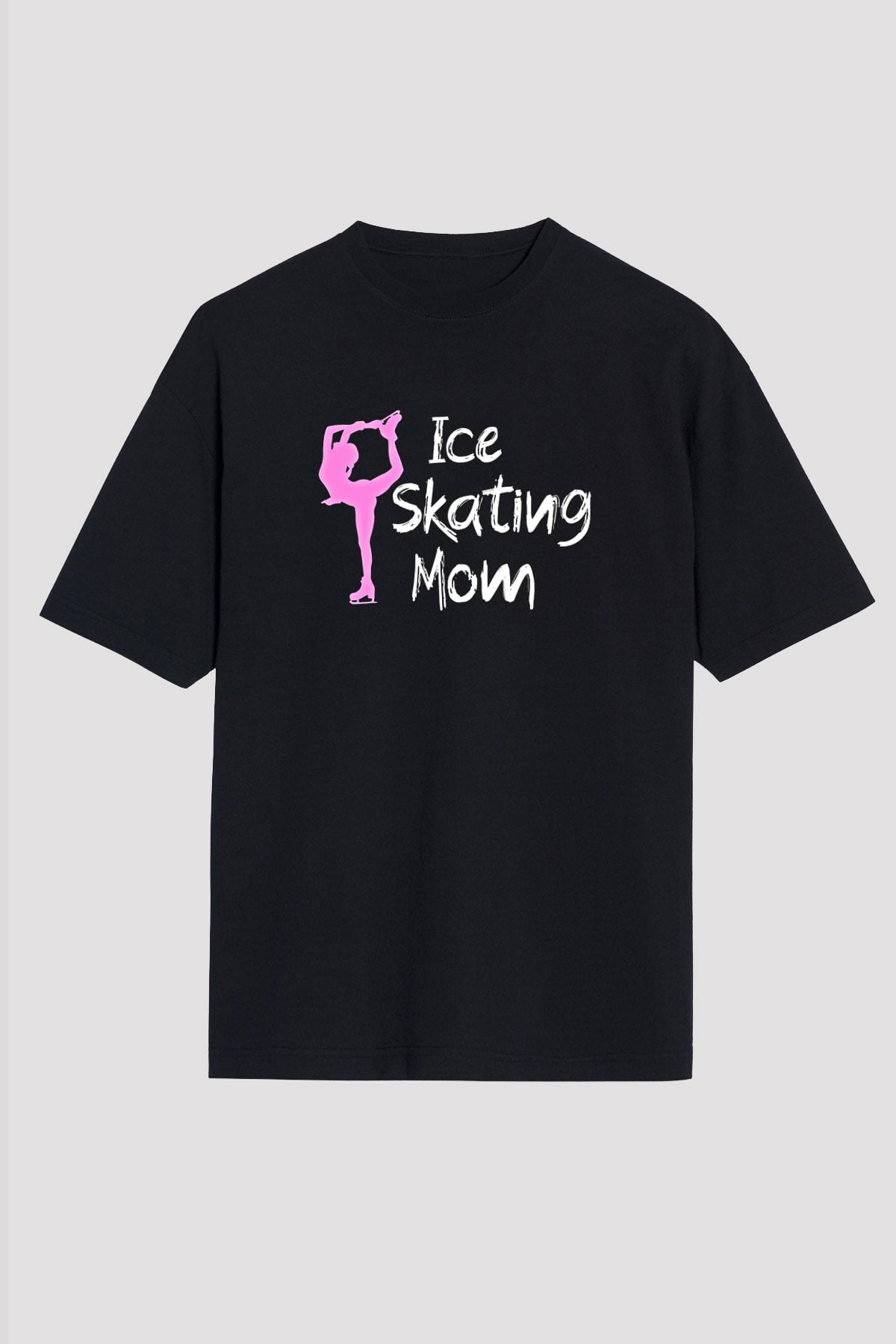 Buz Pateni - Ice skating Baskılı Unisex Siyah Oversize Tişört