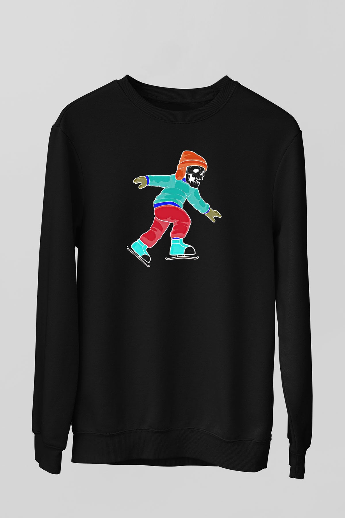 Buz Pateni - Ice skating Baskılı Unisex Siyah Sweatshirt