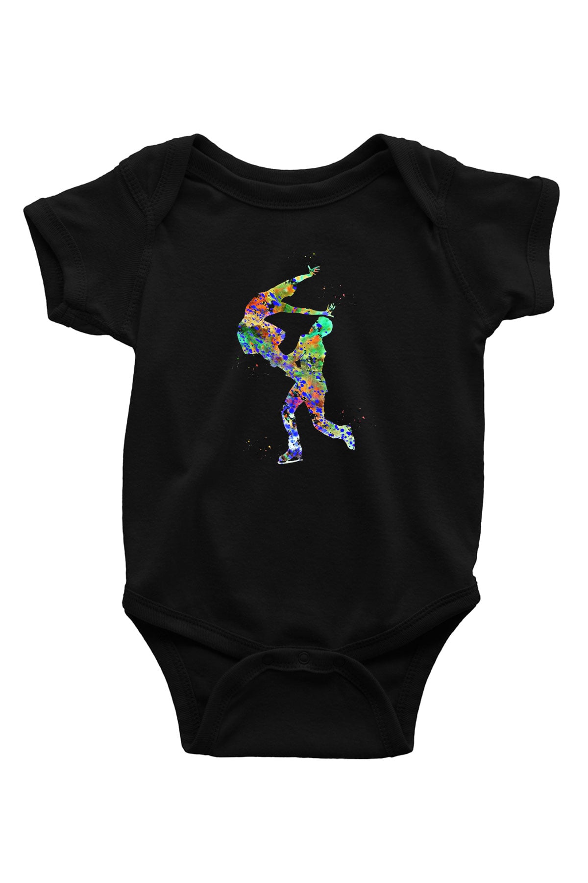 Buz Pateni - Ice skating Baskılı Unisex Siyah Bebek Body - Zıbın