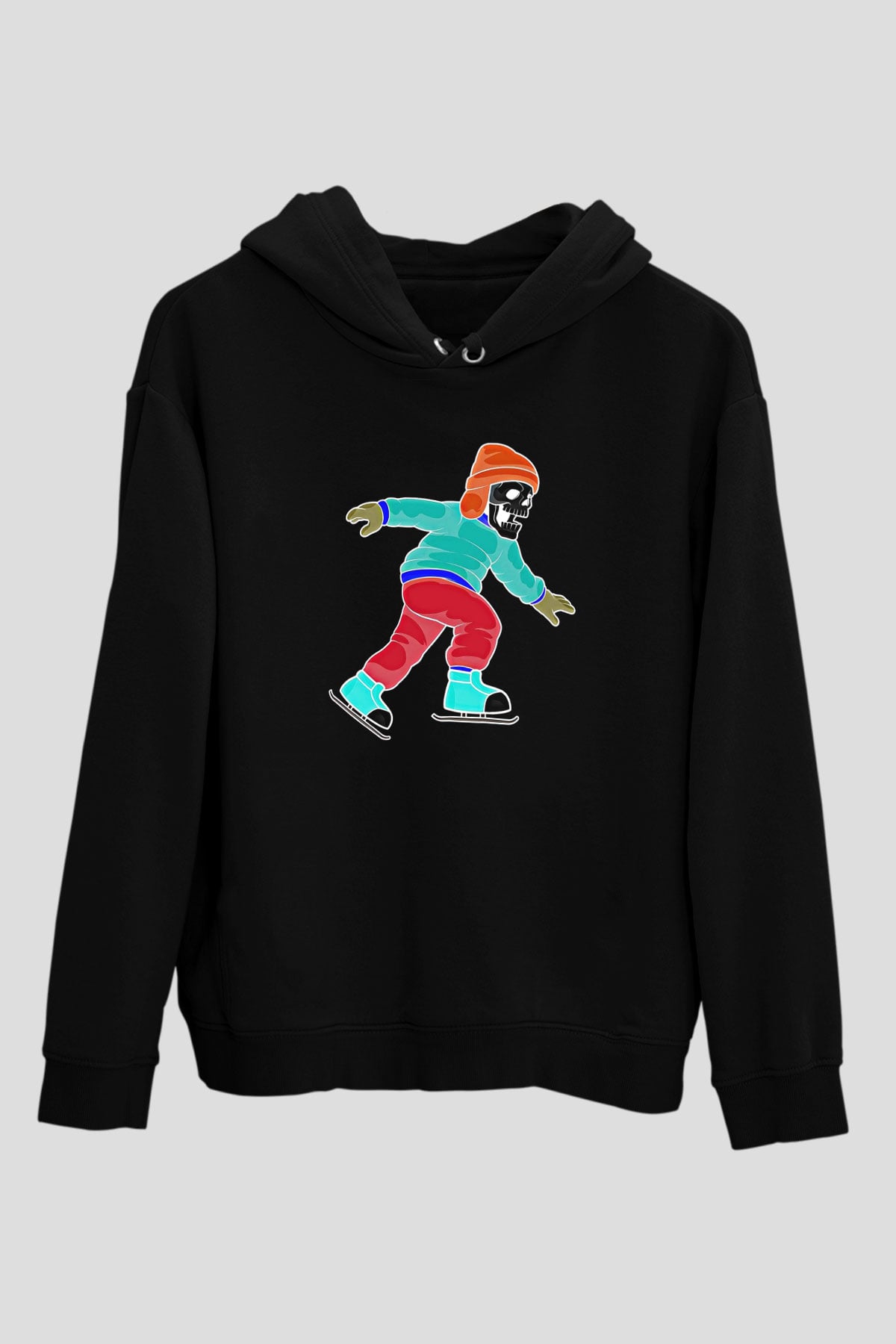 Buz Pateni - Ice skating Baskılı Unisex Siyah Hoodie
