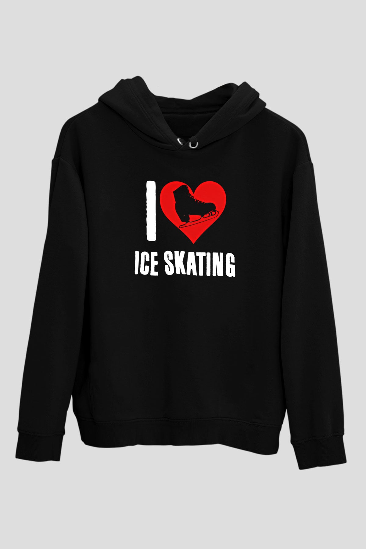 Buz Pateni - Ice skating Baskılı Unisex Siyah Hoodie
