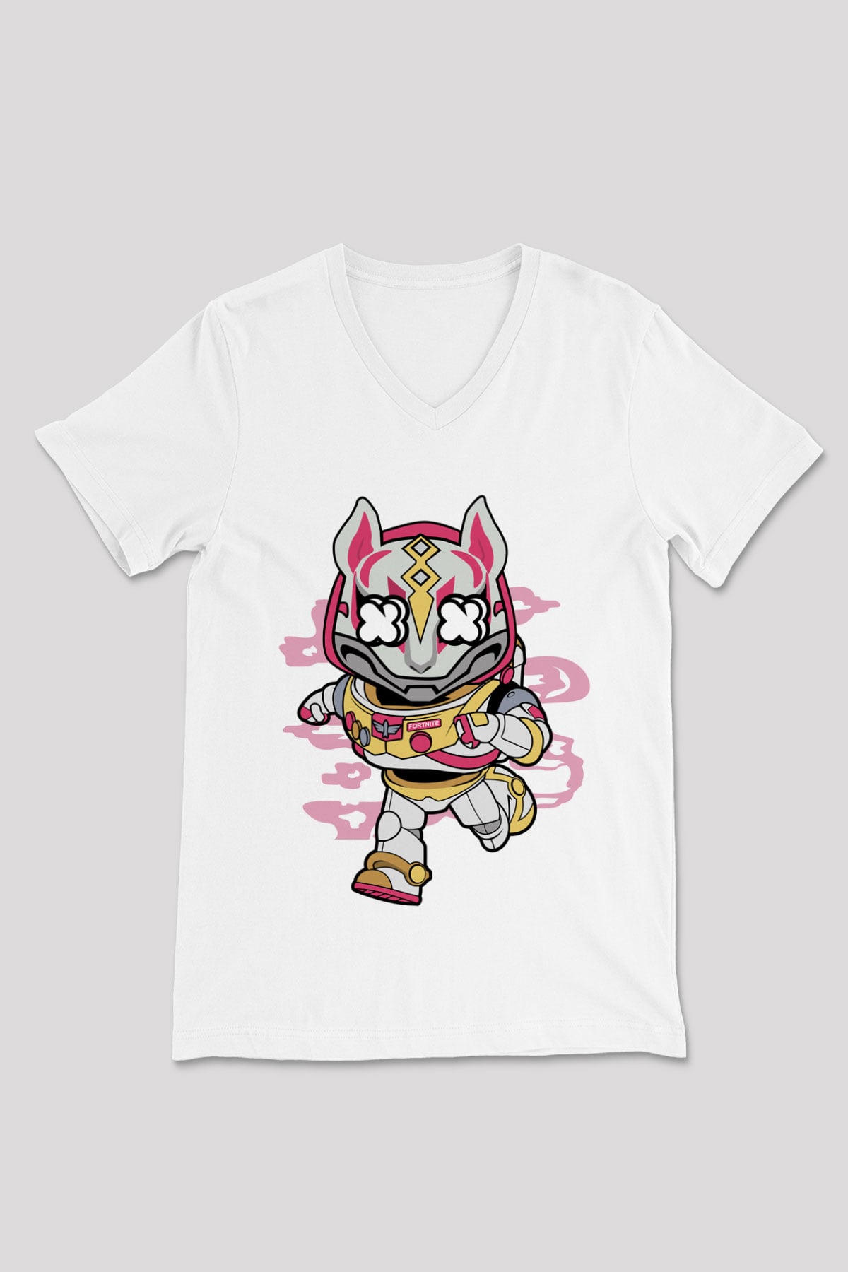 Buzz Fortnite Baskılı Unisex Beyaz V Yaka Tişört