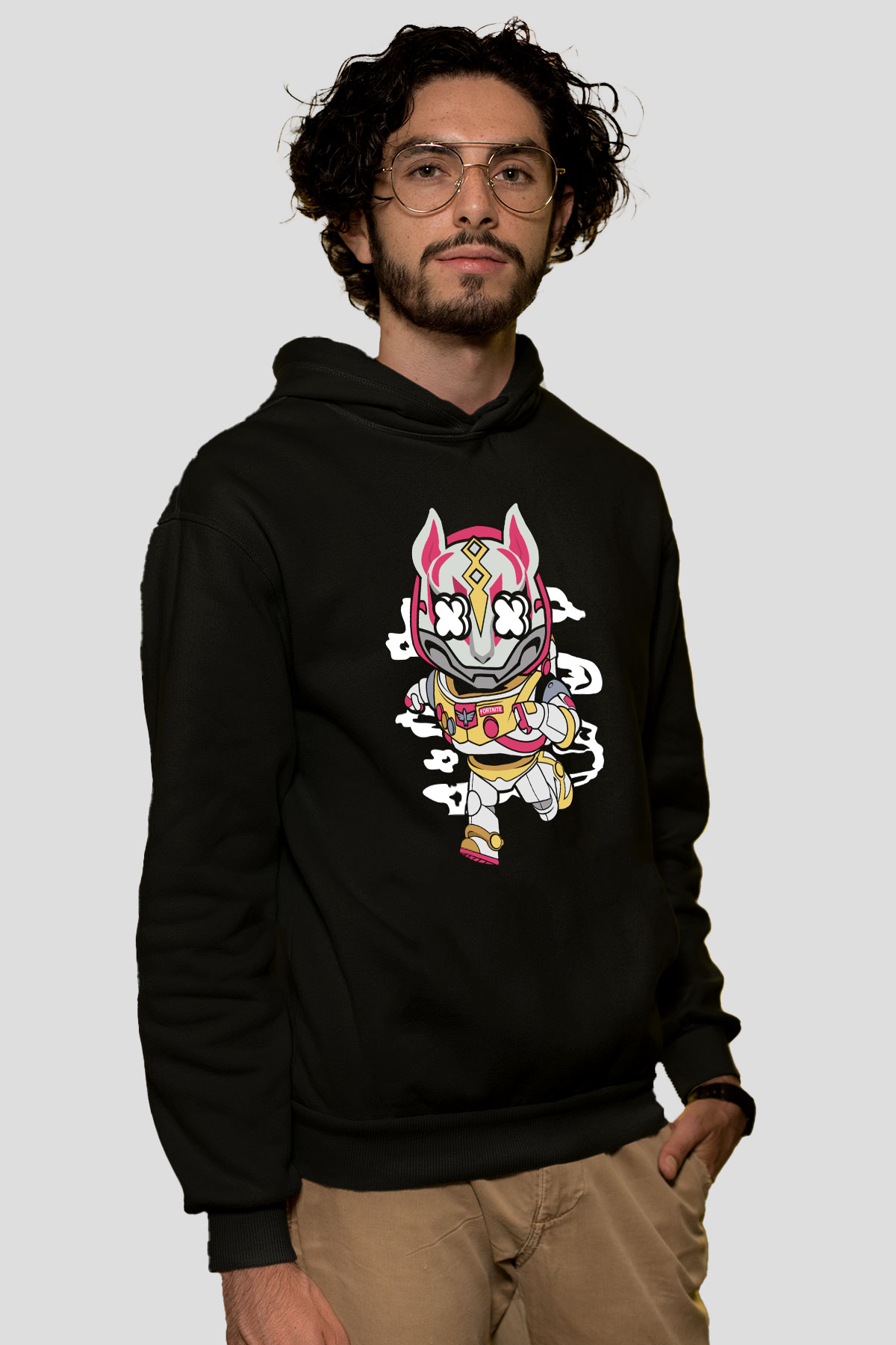 Buzz Fortnite Baskılı Unisex Siyah Hoodie
