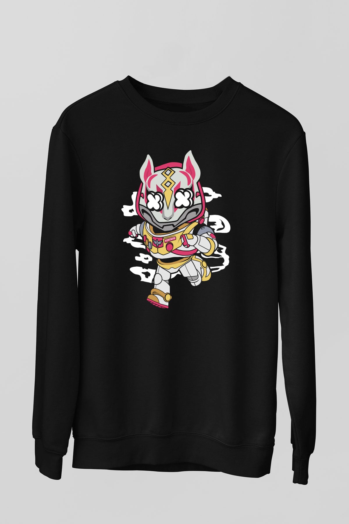 Buzz Fortnite Baskılı Unisex Siyah Sweatshirt