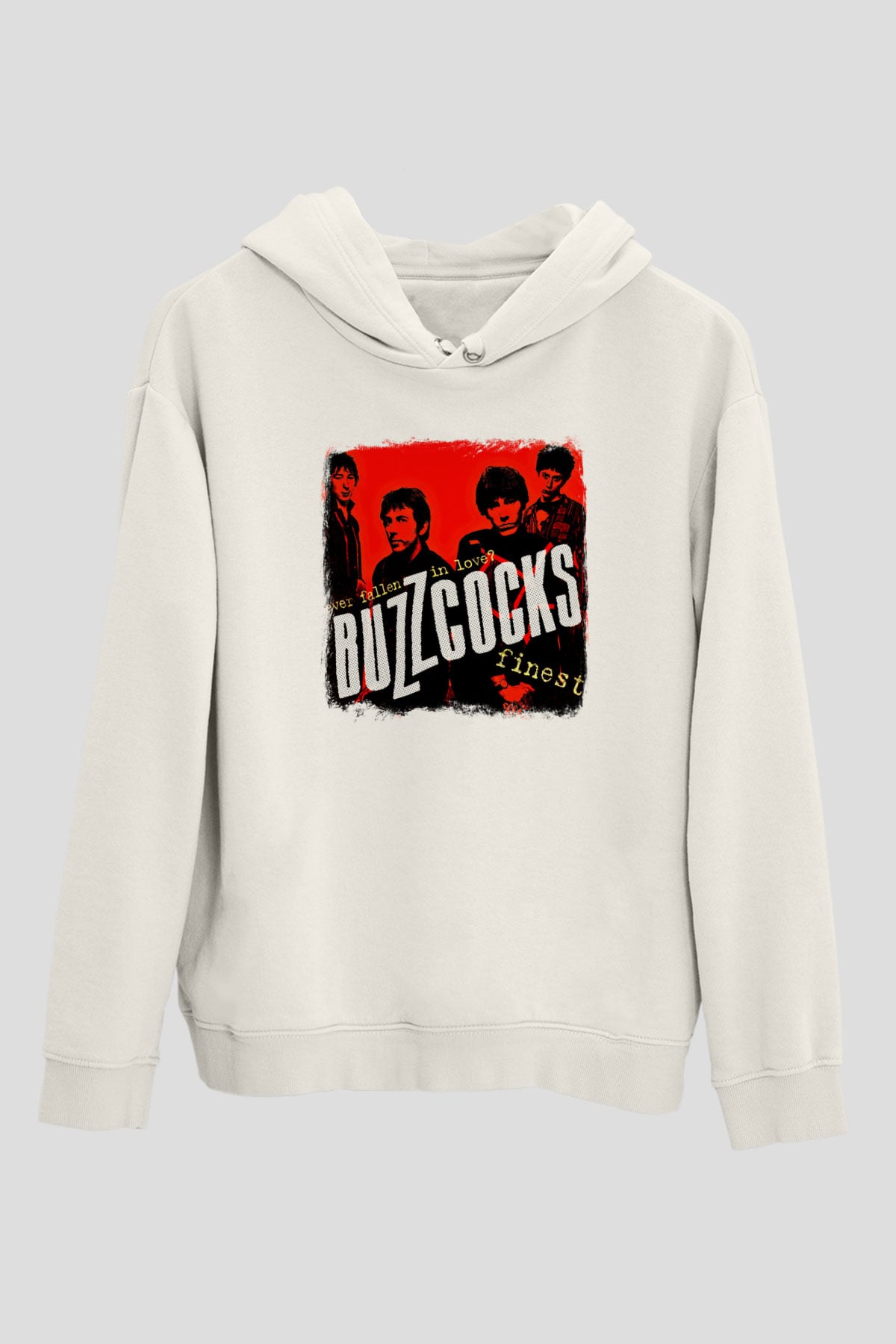 Buzzcocks Baskılı Unisex Beyaz Hoodie