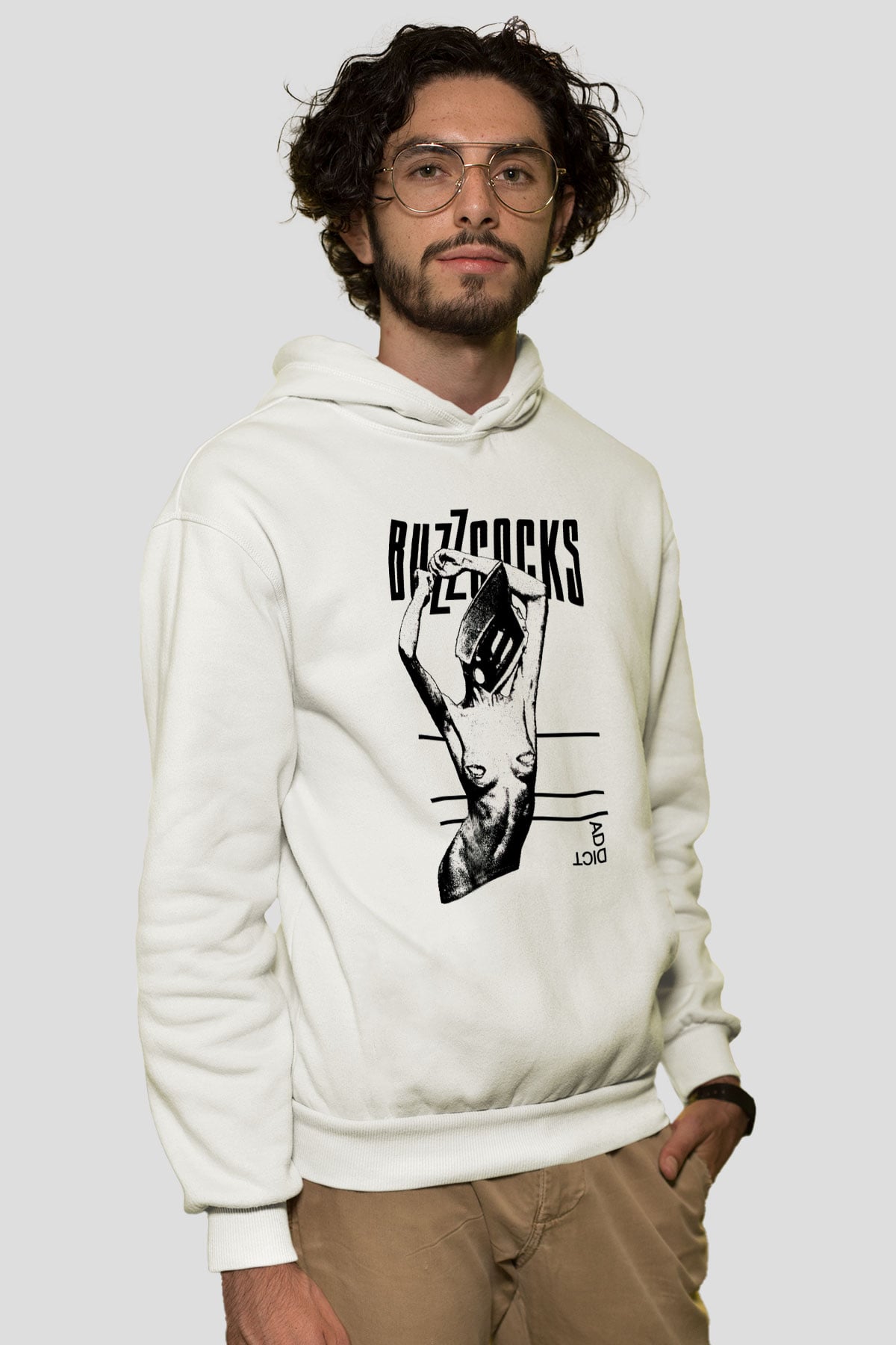 Buzzcocks Beyaz Unisex Kapüşonlu Sweatshirt