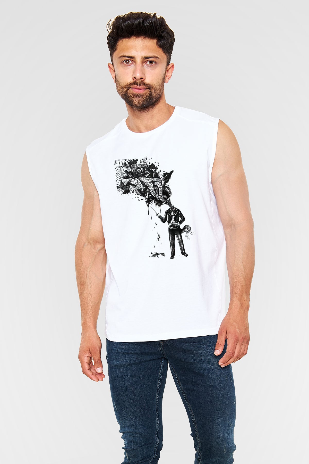 Cacophony Beyaz Unisex Kolsuz Tişört