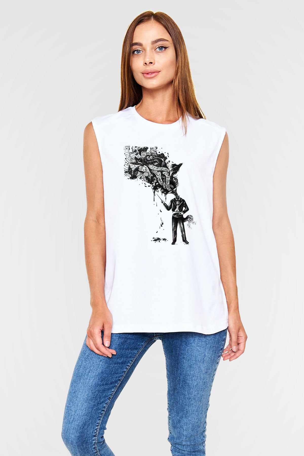 Cacophony Beyaz Unisex Kolsuz Tişört