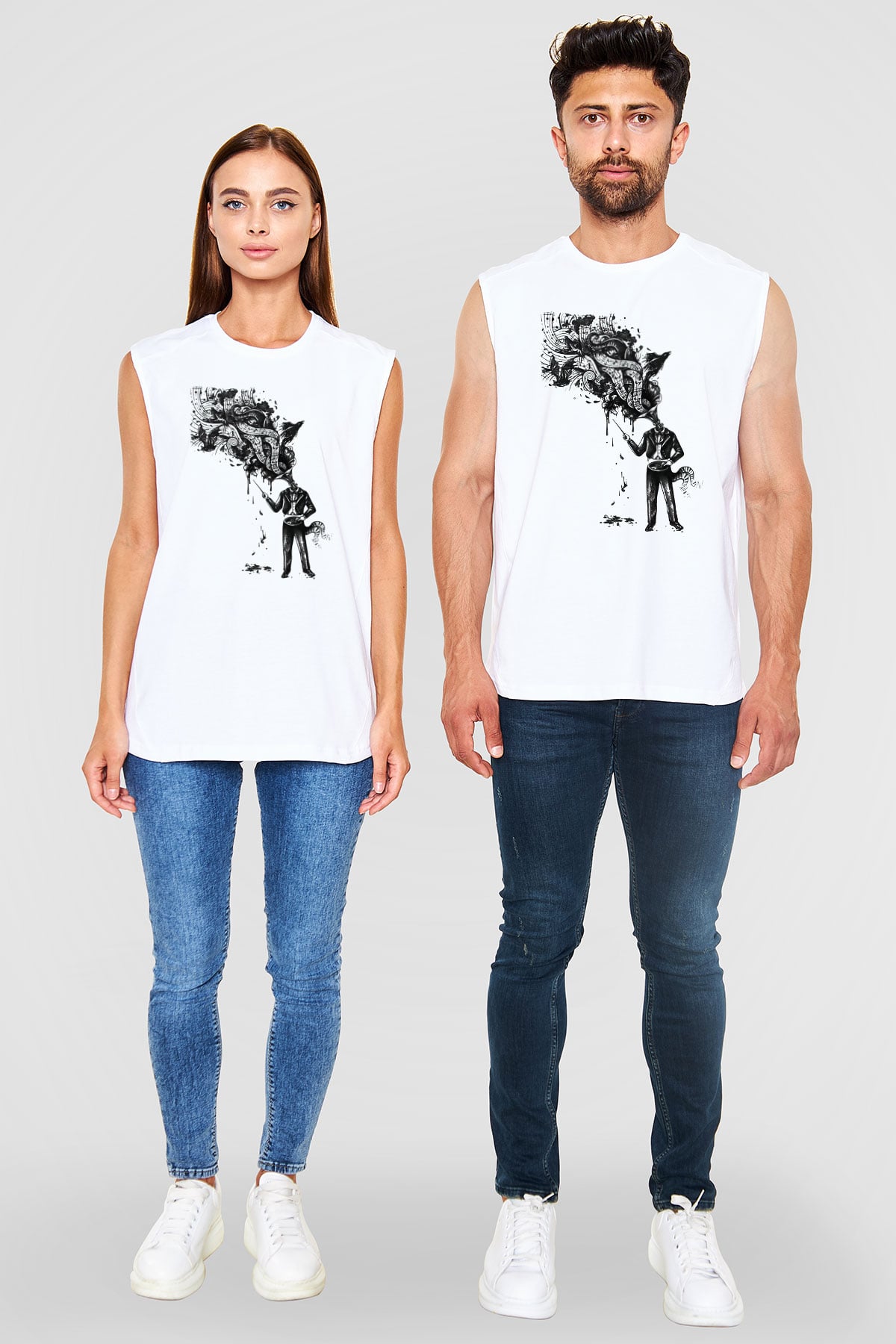 Cacophony Beyaz Unisex Kolsuz Tişört