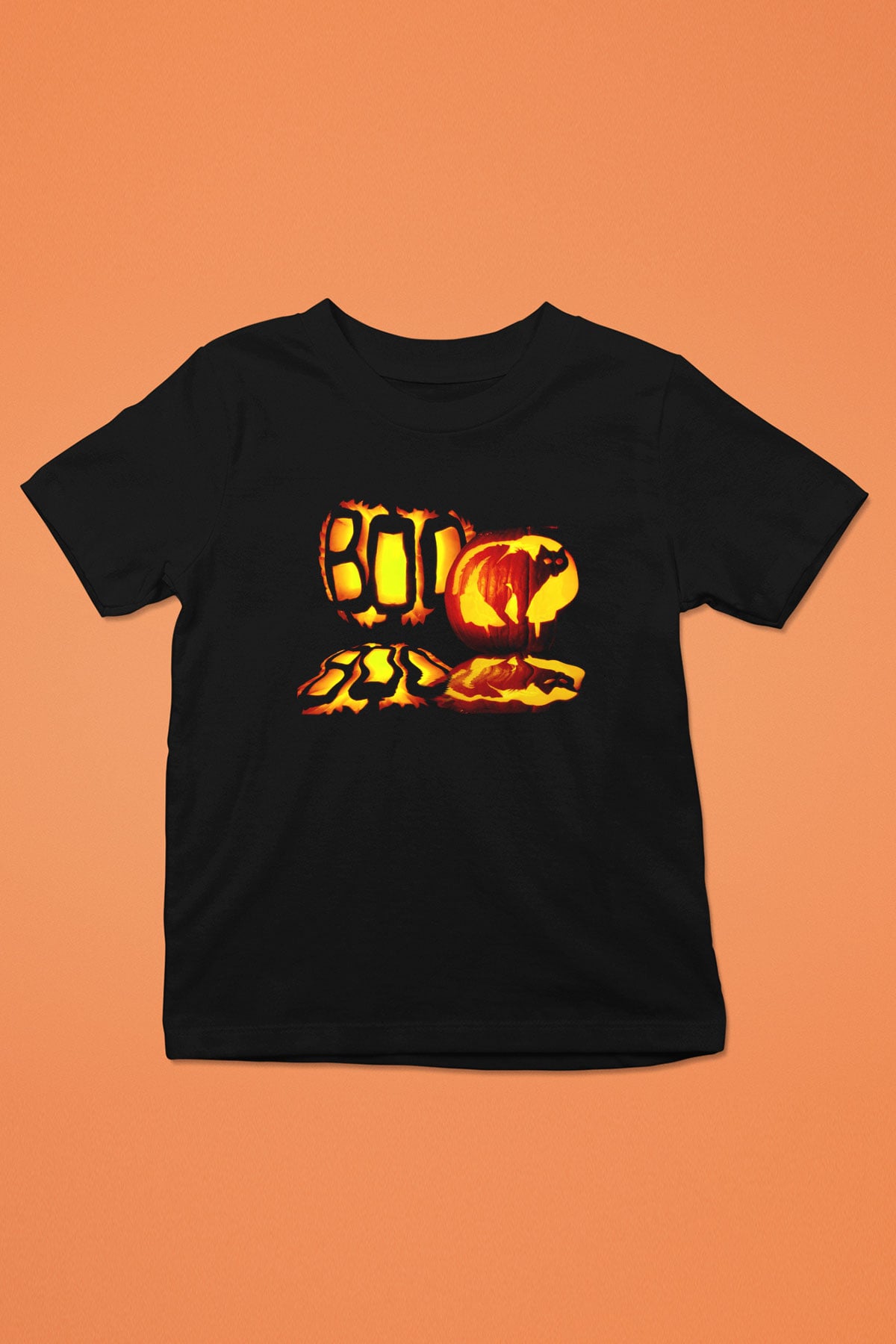 Cadılar Bayramı-Halloween Baskılı Siyah Unisex Çocuk Tişört