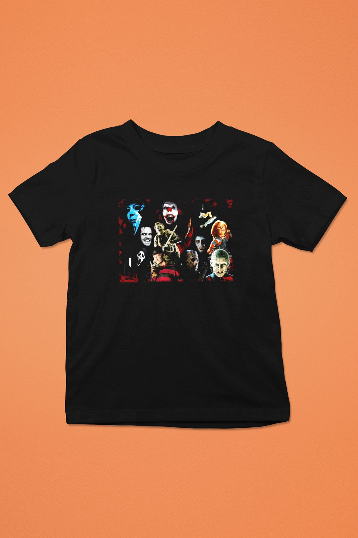 Cadılar Bayramı-Halloween Baskılı Siyah Unisex Çocuk Tişört