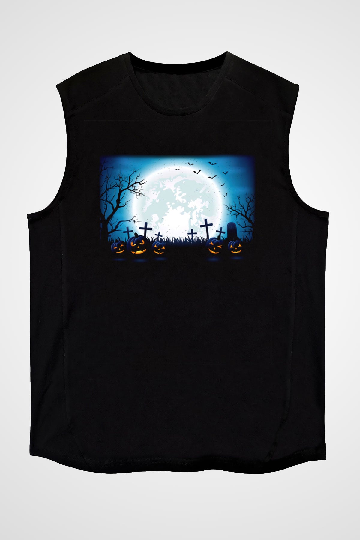 Cadılar Bayramı-Halloween Siyah Unisex Kolsuz Tişört