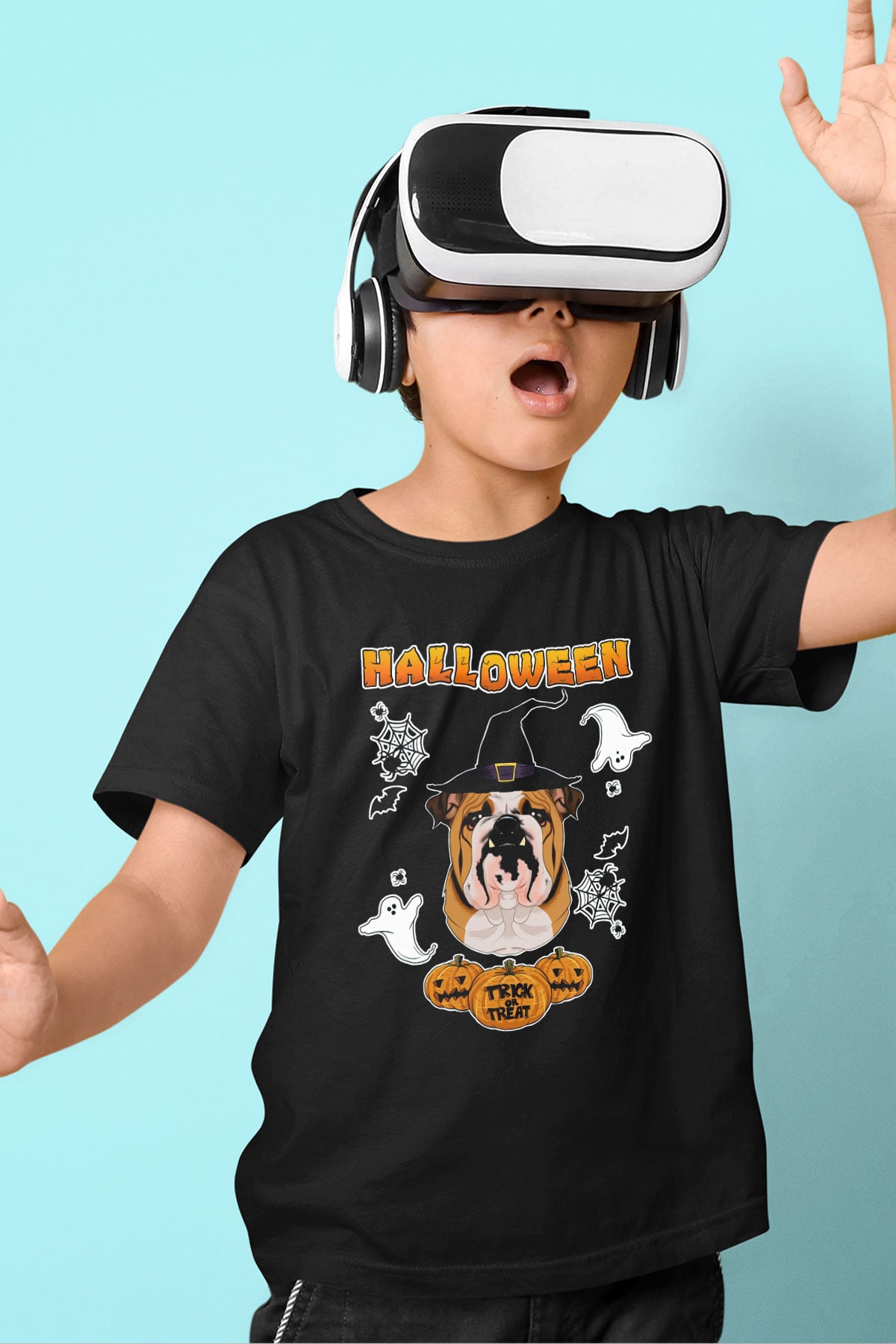 Cadılar Bayramı-Halloween Siyah Unisex Çocuk Tişört