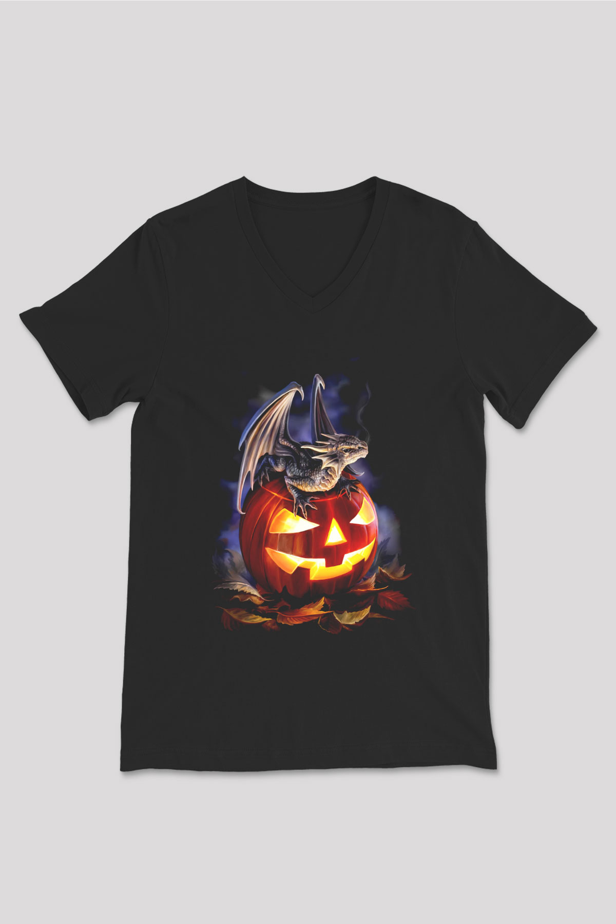 Cadılar Bayramı-Halloween Siyah Unisex V Yaka Tişört