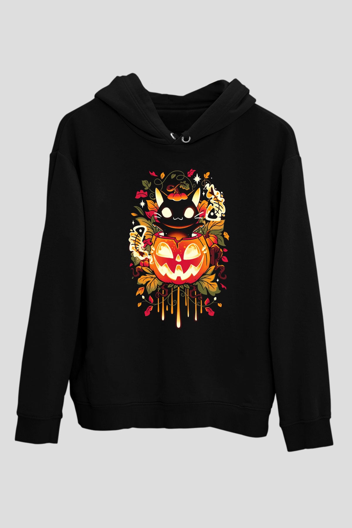 Cadılar Bayramı-Halloween Siyah Unisex Kapüşonlu Sweatshirt