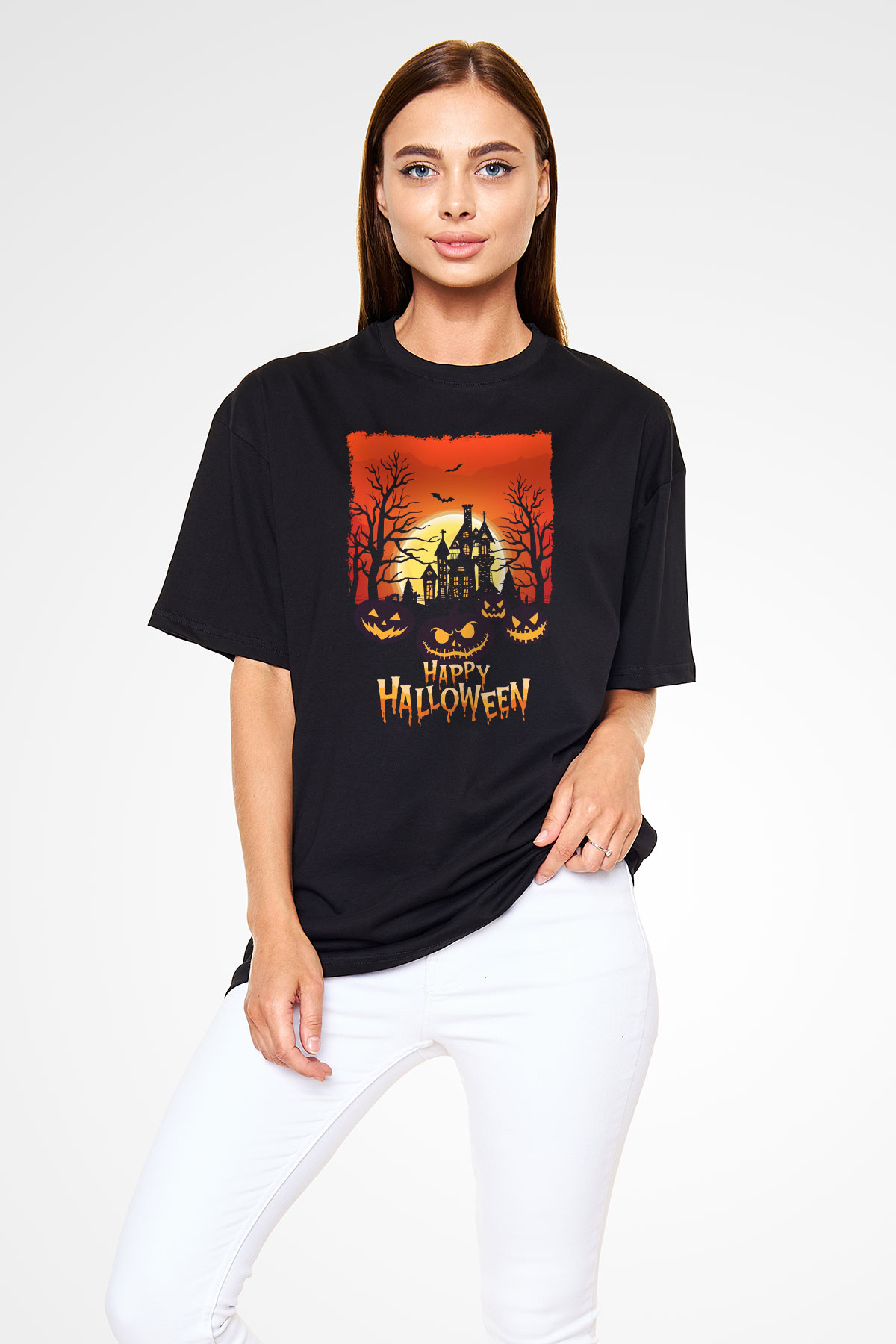 Cadılar Bayramı-Halloween Siyah Unisex Tişört T-Shirt - TişörtFabrikası