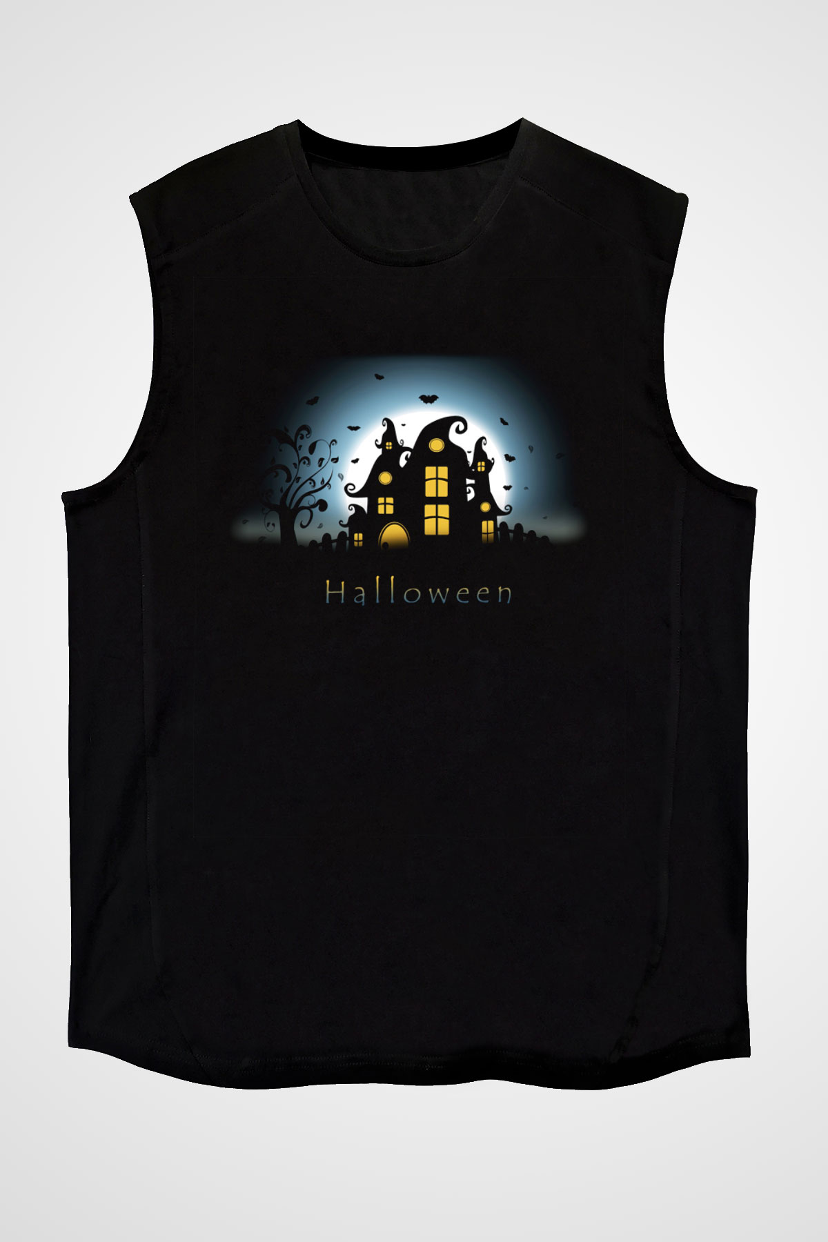 Cadılar Bayramı-Halloween Siyah Unisex Kolsuz Tişört